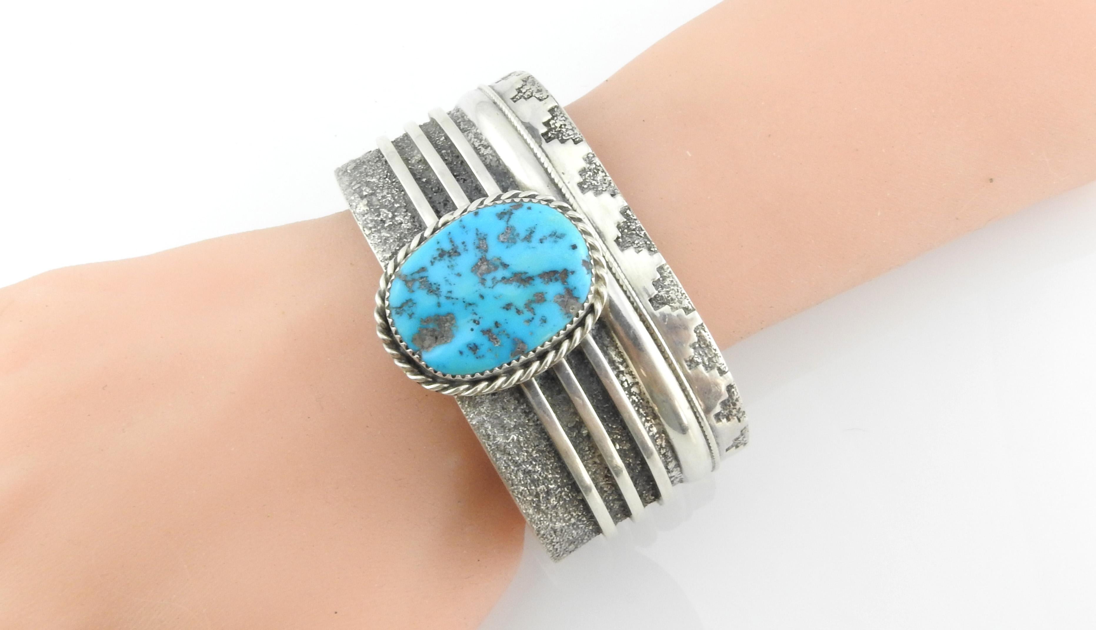 Native American Navajo L. Begay Sterling Silver Turquoise Cuff Bracelet 1