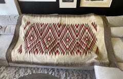 Native American Navajo Large Colorful Hand Woven Geometric Pattern Rug Blanket
