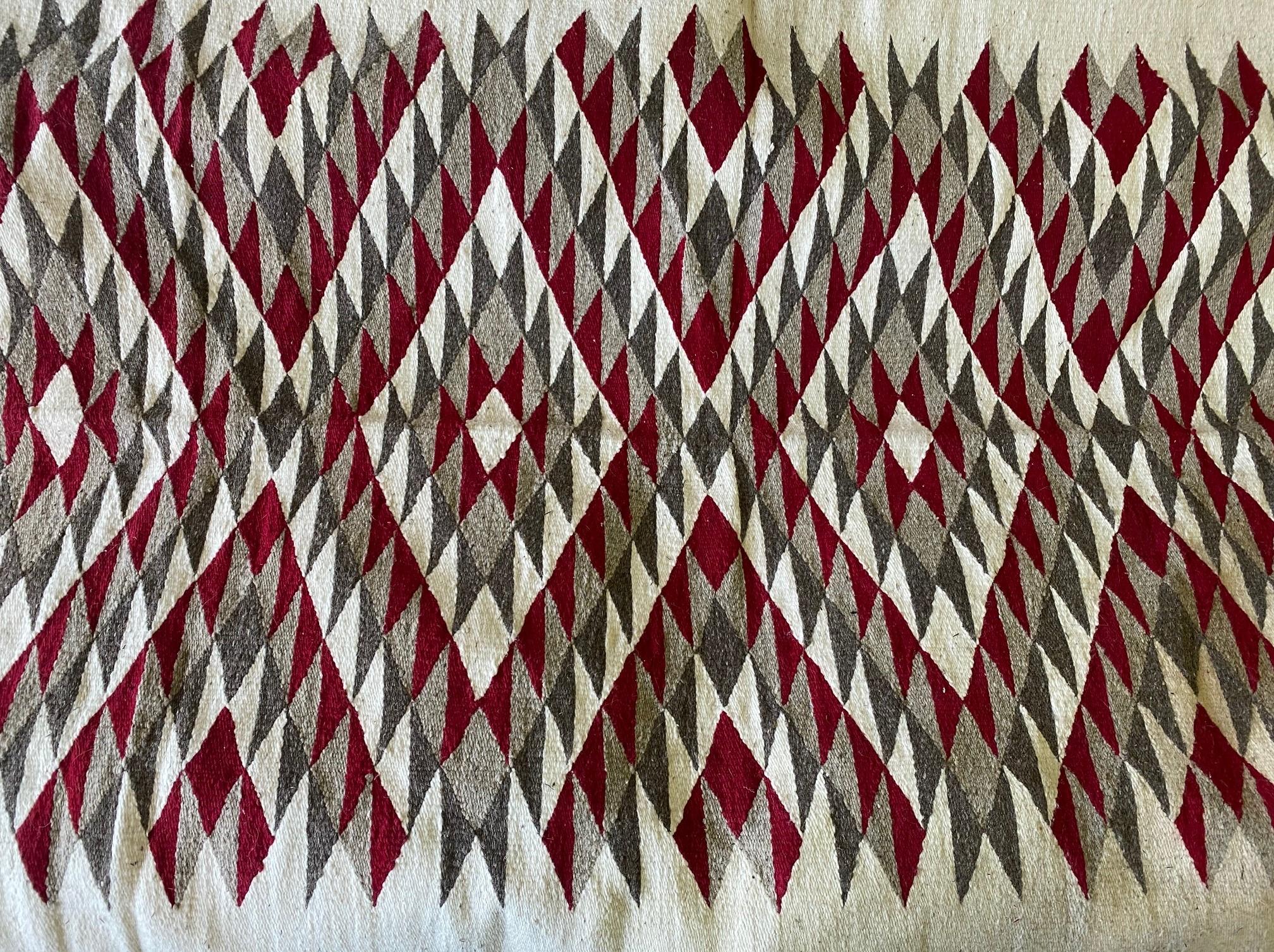 Wool Native American Navajo Large Colorful Hand Woven Geometric Pattern Rug Blanket