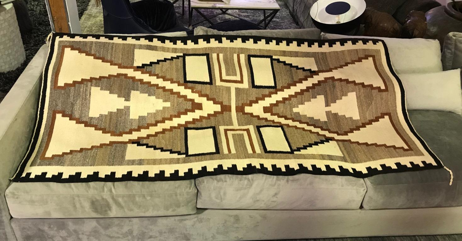 Native American Navajo Large Handwoven Storm Pattern Rug Blanket 2