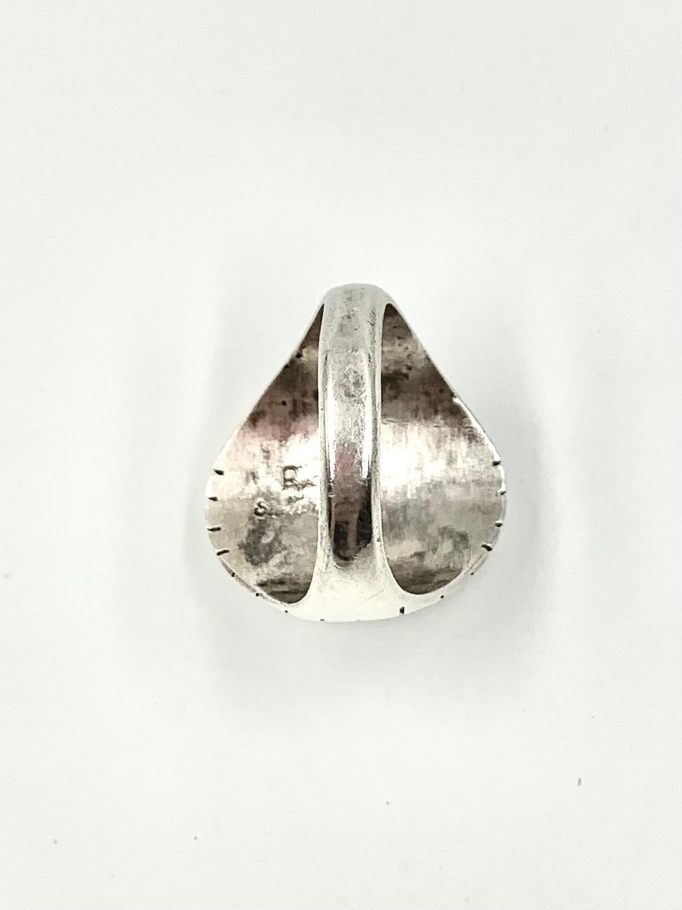 Native American Navajo Ray Jack Kingman Turquoise Sterling Silver Signet Ring For Sale 4