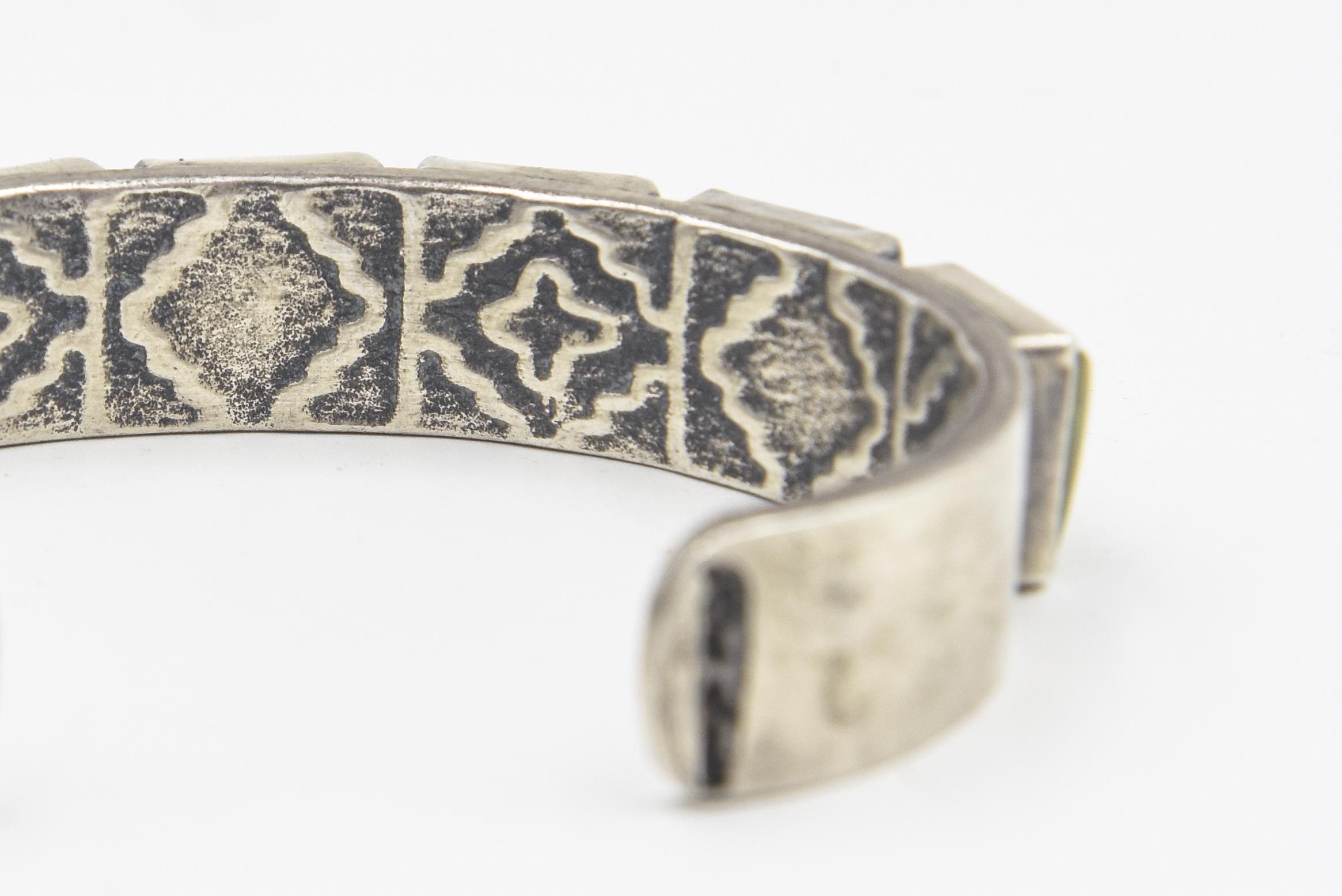 Cabochon Native American Navajo Sterling Silver Turquoise Cuff Bracelet by Kirk Smith For Sale