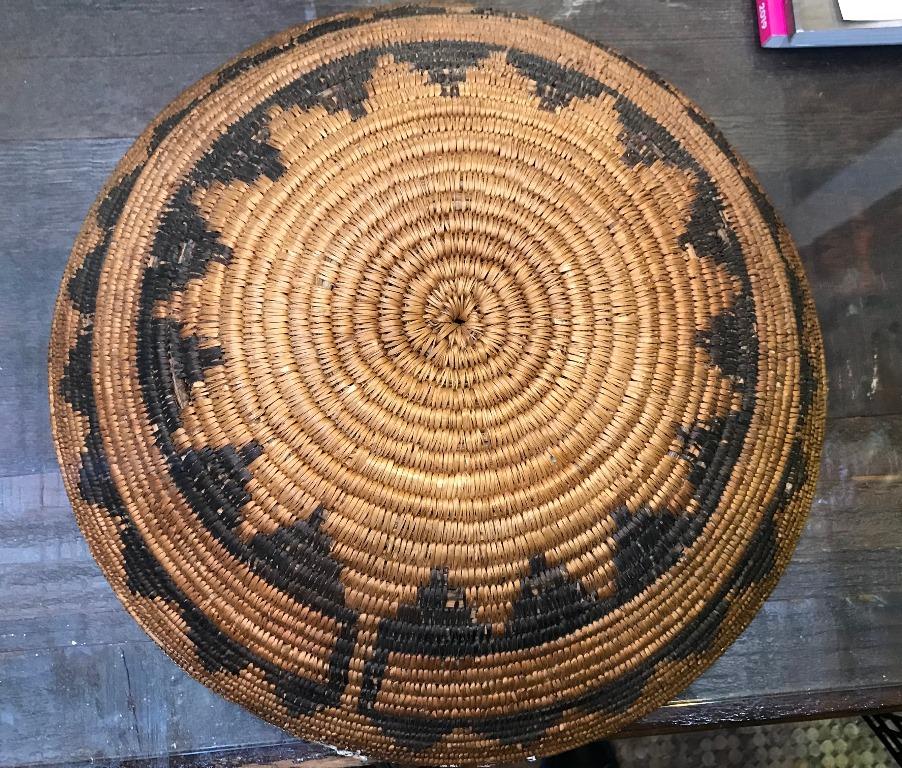 20th Century Native American Navajo Tribe Unique Handwoven Large Coil Wedding Basket