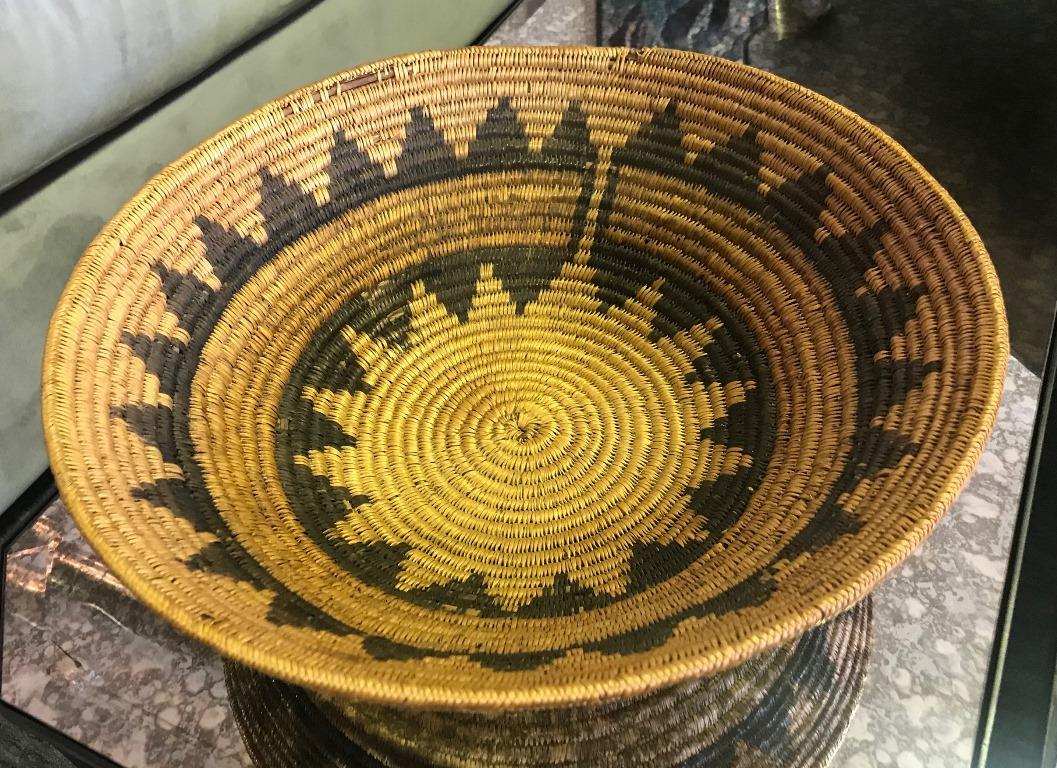 Natural Fiber Native American Navajo Tribe Unique Handwoven Large Coil Wedding Basket