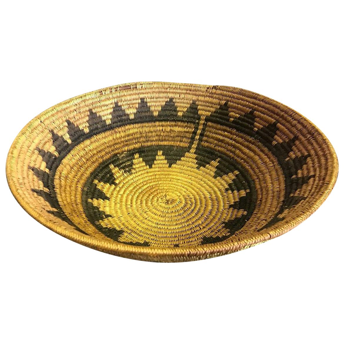Native American Navajo Tribe Unique Handwoven Large Coil Wedding Basket