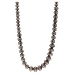 Navajo, nativo americano, collana di perline graduate vintage da 30" in argento 925