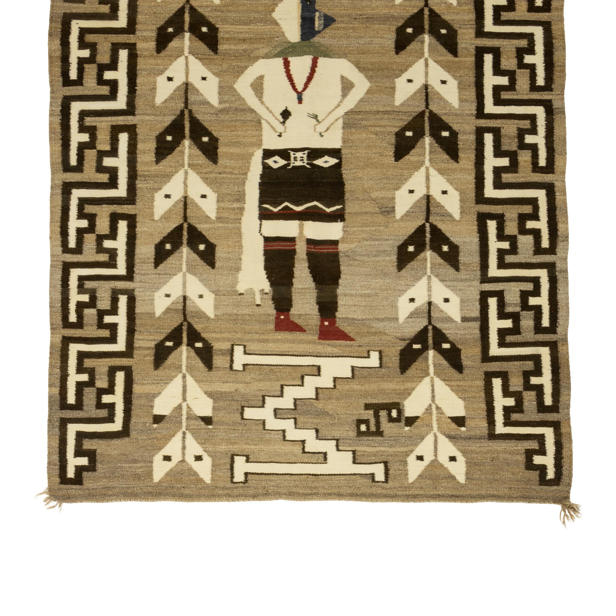 Hand-Woven Native American Navajo Yei Weaving For Sale
