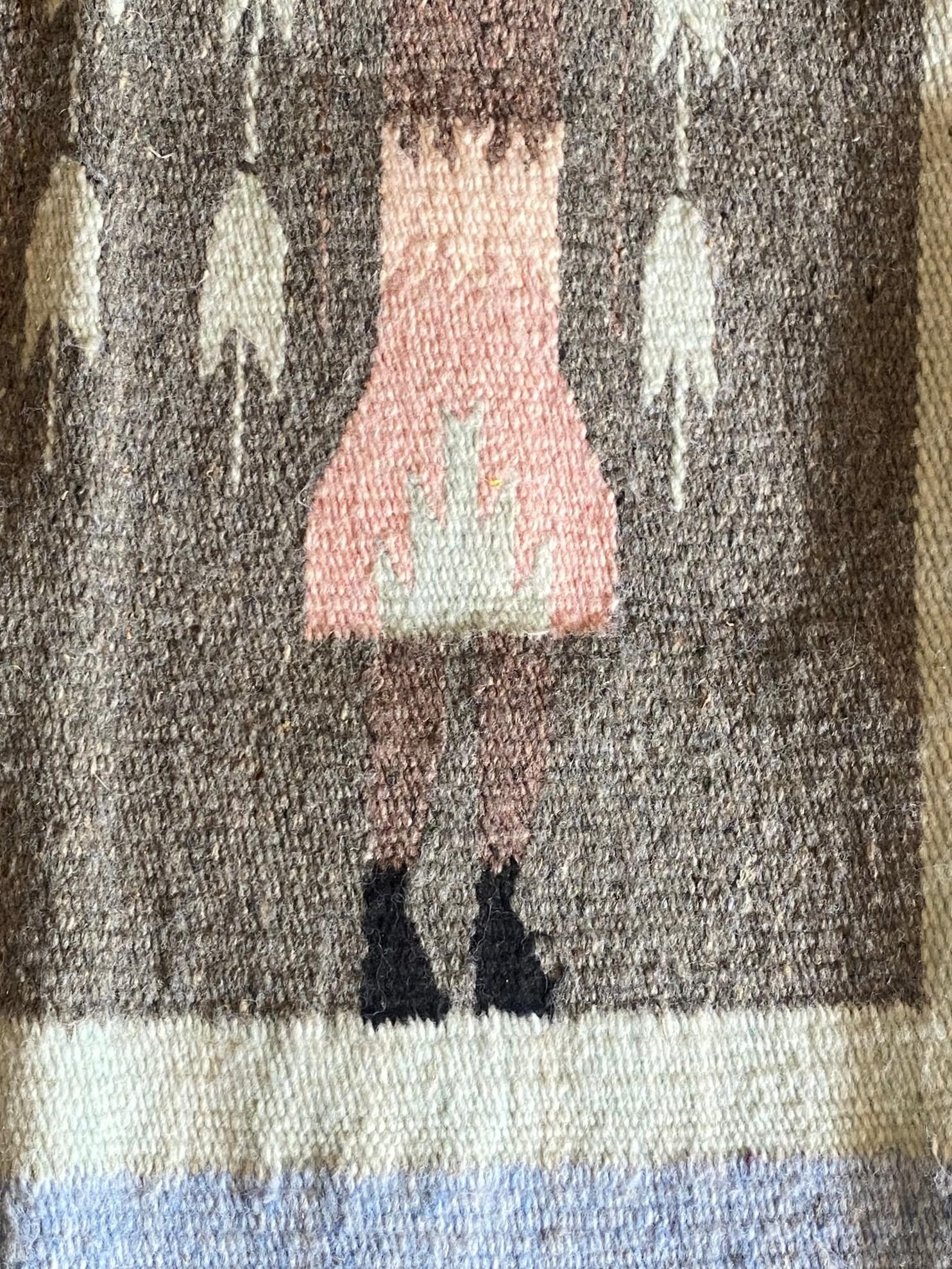 Native American Navajo Yei Yeibichai Handwoven Pictorial Wool Rug Blanket im Angebot 2