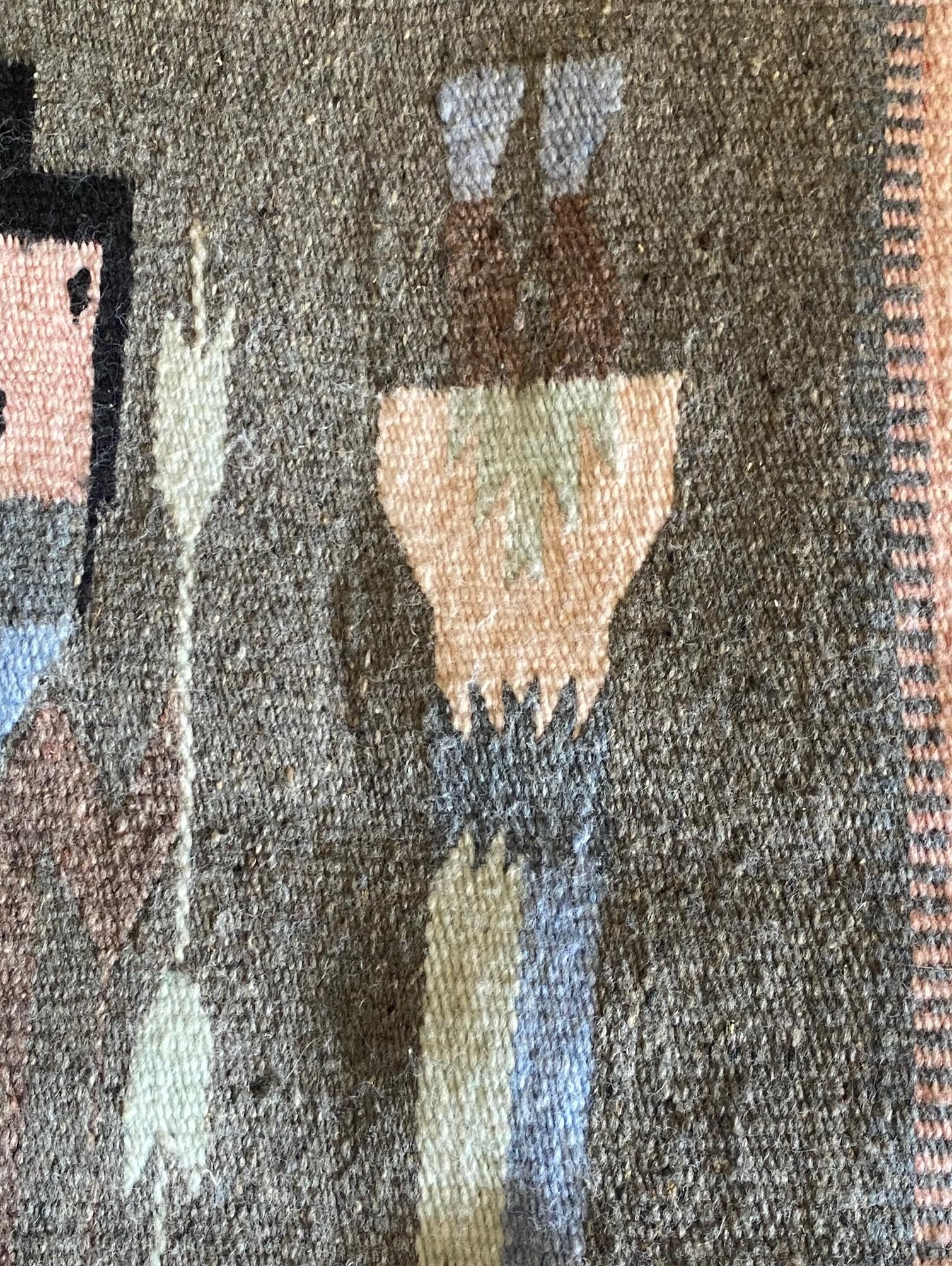 Native American Navajo Yei Yeibichai Handwoven Pictorial Wool Rug Blanket im Angebot 1