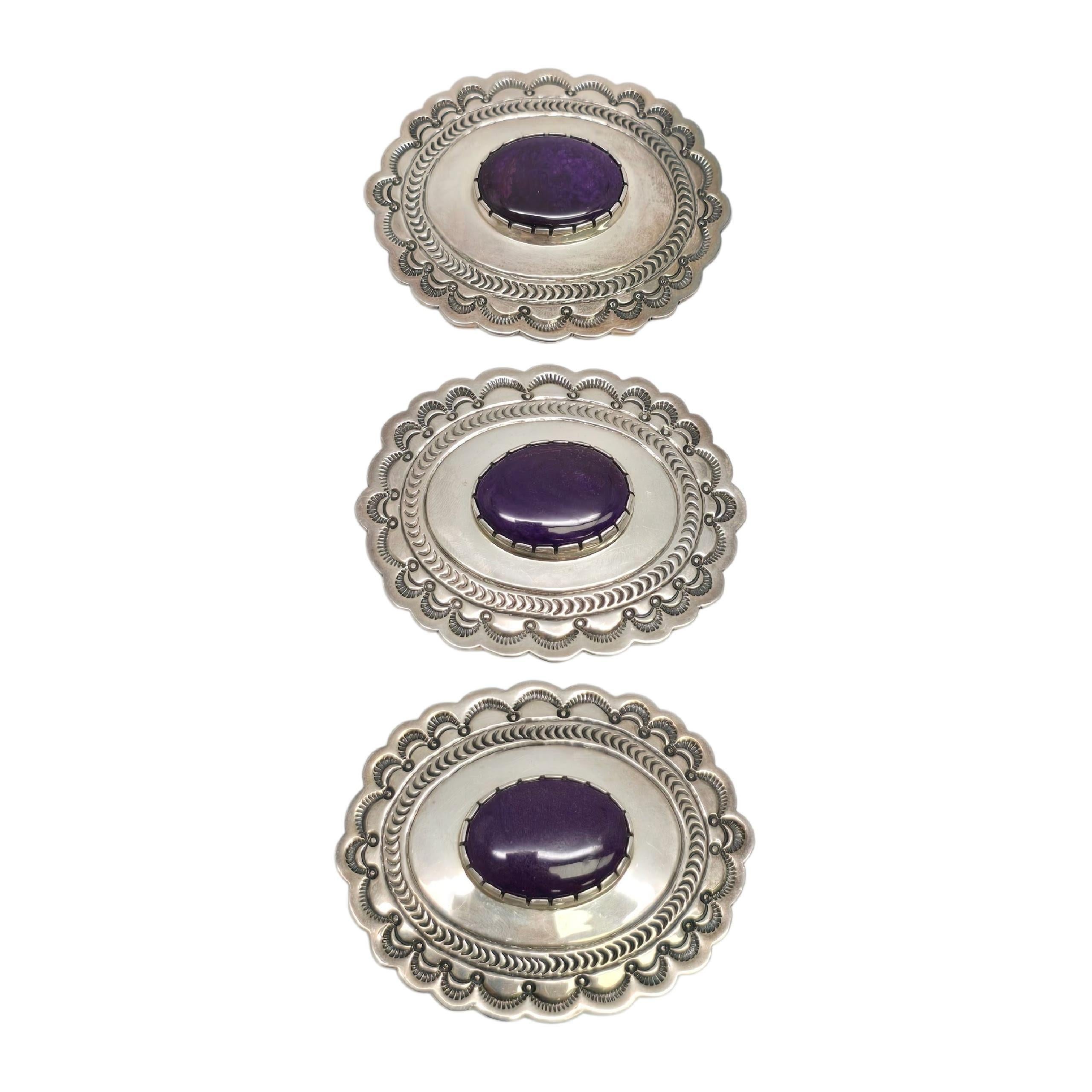 Uomo Fibbia e conchiglie in Sugilite d'argento dei nativi americani A. Garcia #23618 in vendita