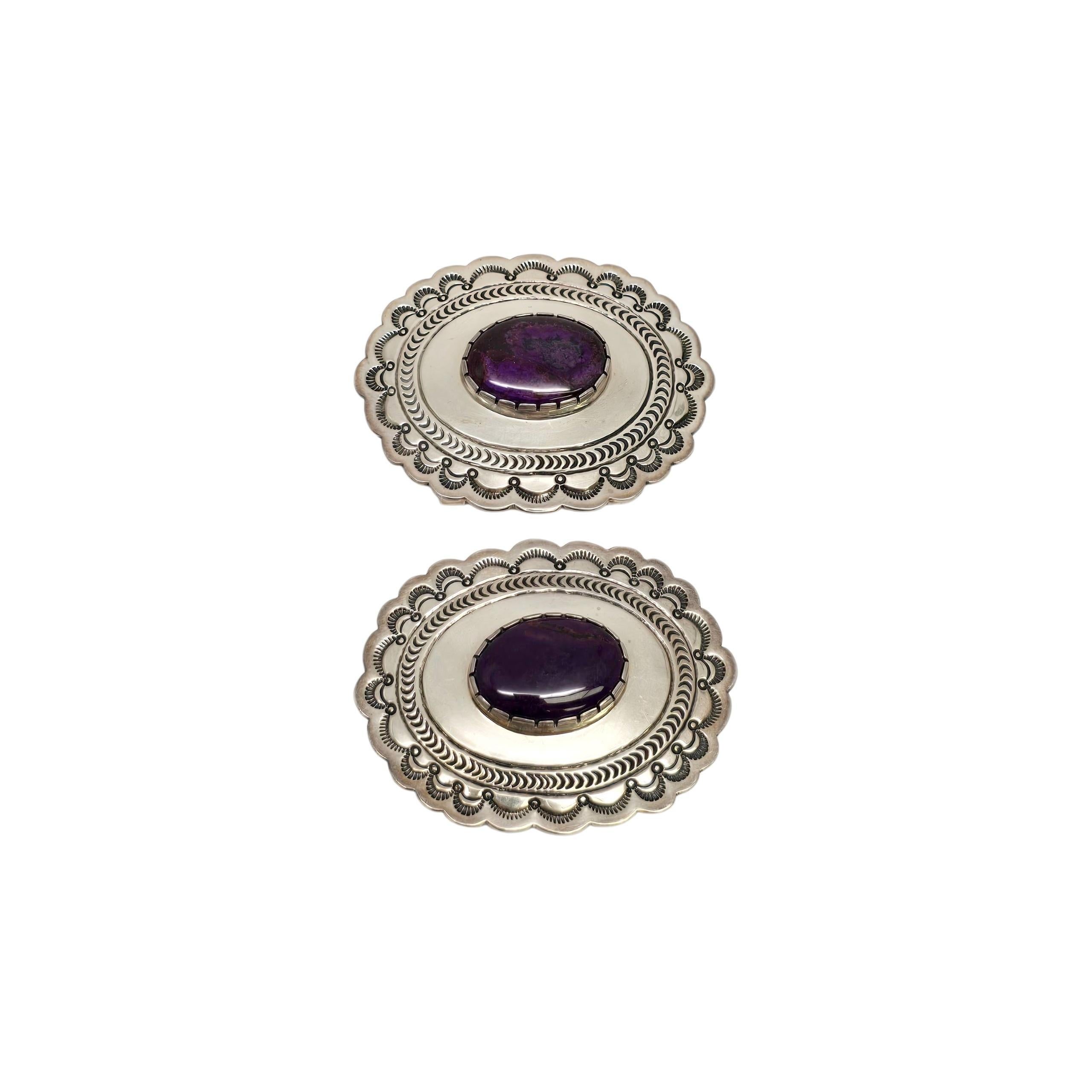 Fibbia e conchiglie in Sugilite d'argento dei nativi americani A. Garcia #23618 in vendita 2