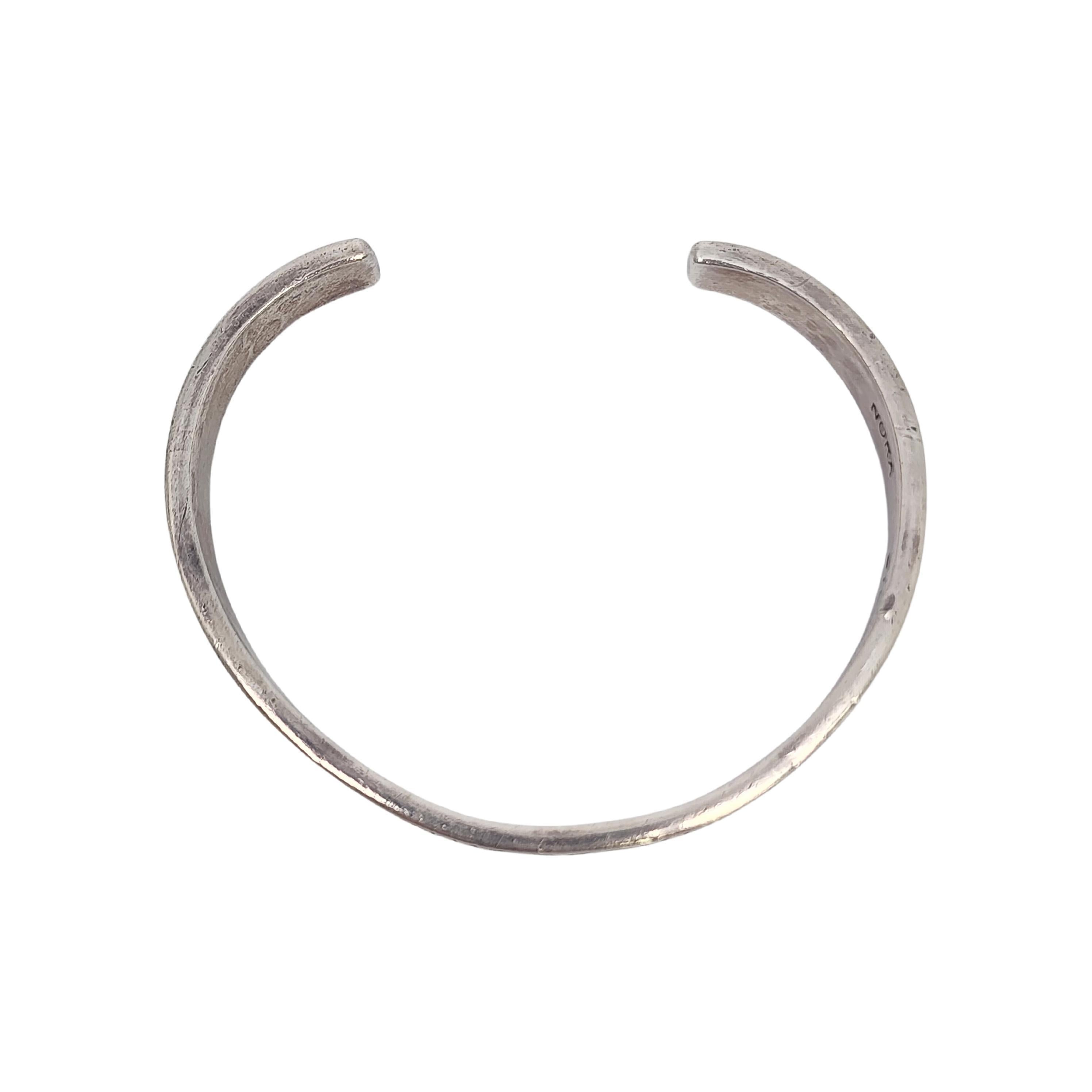 Native American Nora Tahe Sterling Silver Stamped Cuff Bracelet #18604 For Sale 1