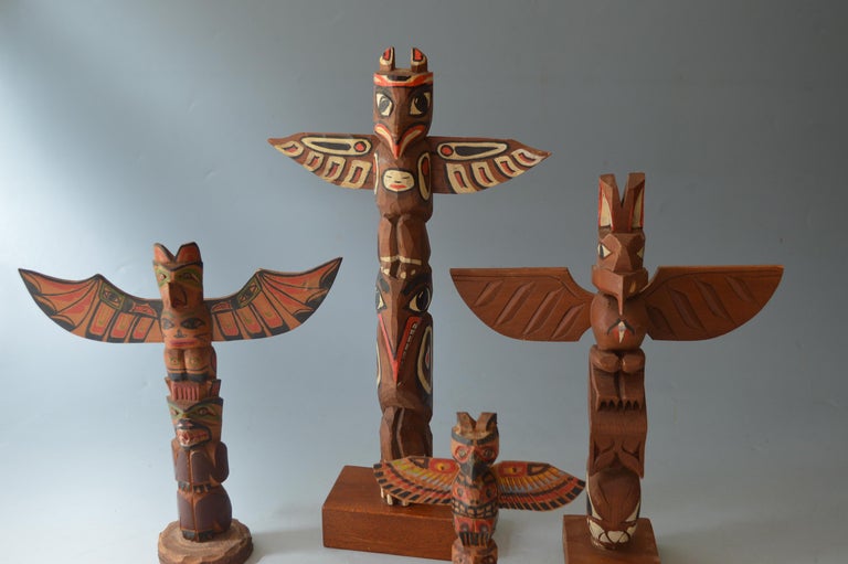 Canadian Native American North West Coast Vintage Totem Group Haida  For Sale
