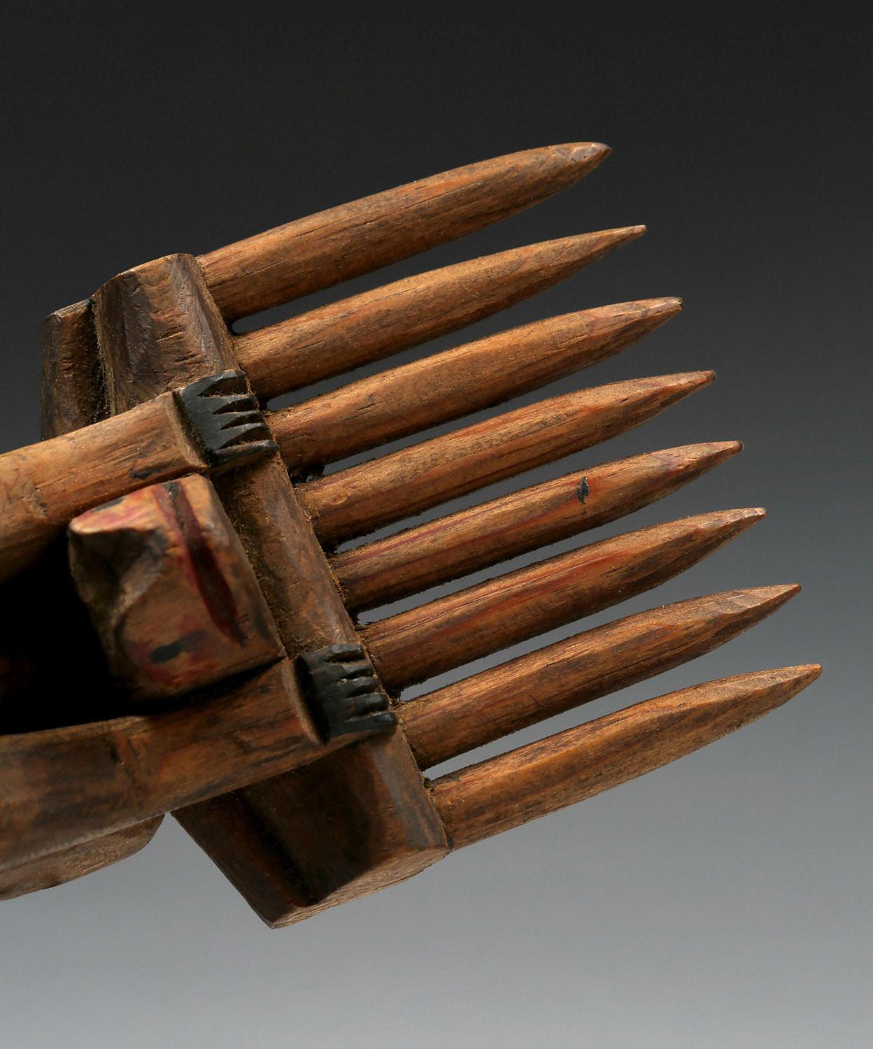 Wood Early 20th Century Native American Northwest Coast Bear Comb, Probably Tlingit