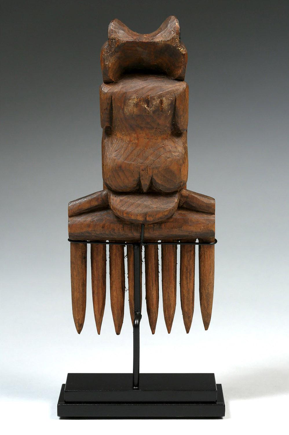 Other Early 20th Century Native American Northwest Coast Bear Comb, Probably Tlingit