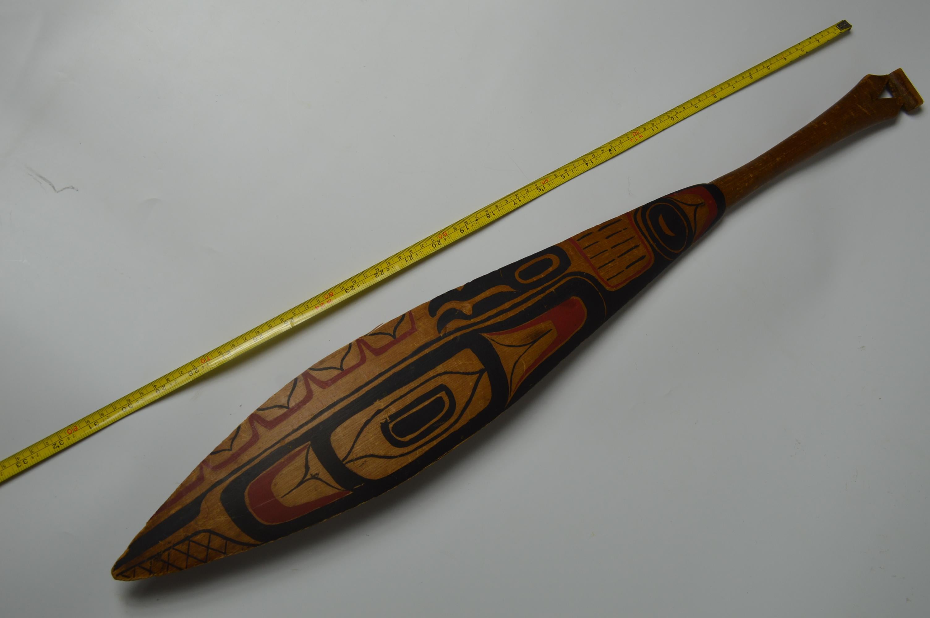Greenlandic Native American Old North West Coast Painted Cedar Dance Paddle Haida Tlingit