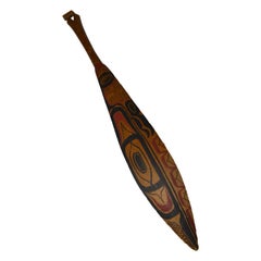 Native American Old North West Coast Painted Cedar Dance Paddle Haida Tlingit