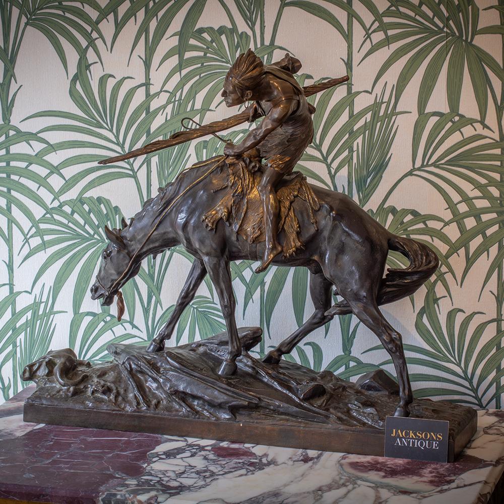 Art déco Amérindien à cheval Edouard Drouot en vente