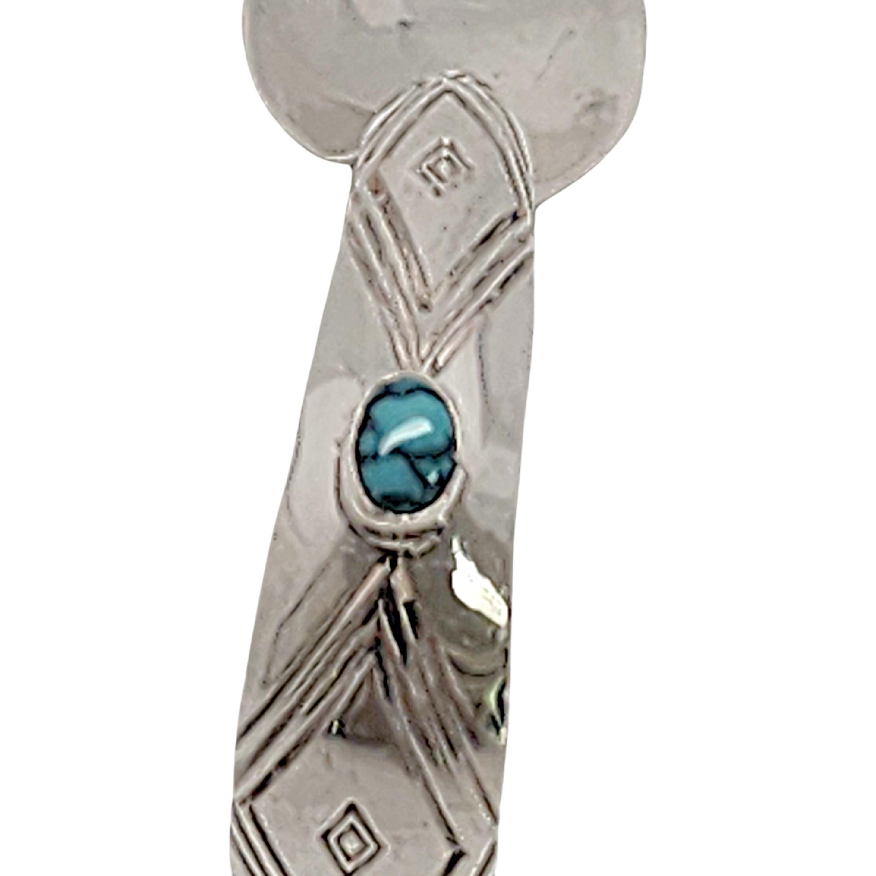 Women's or Men's Native American Patrick Yellowhorse Sterling Silver Turquoise Baby Spoon #15717 For Sale