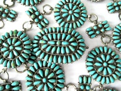 Ceinture amérindienne Paul Jones en argent sterling et véritable turquoise Navajo