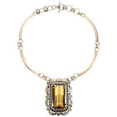 Native American Paul Livingston Sterl Silver Necklace with Citrine Pendant
