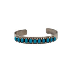 Native American Paul Livingston Sterling Silver Turquoise Cuff Bracelet #19103