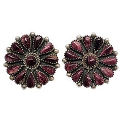 Boucles d'oreilles amérindiennes Phyllis Coonsis argent violet spiny Oyster n° 15361