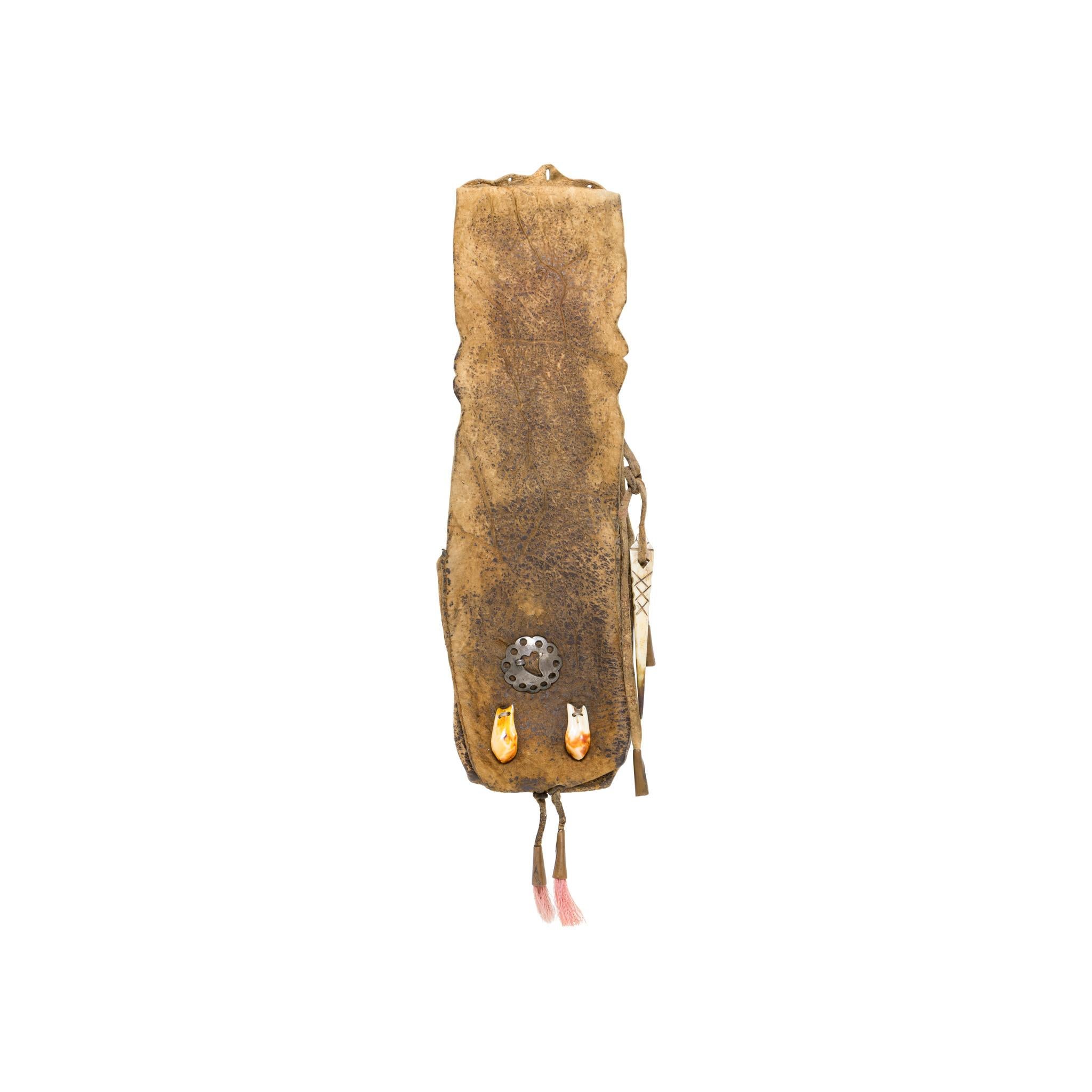 18th Century Native American Pipe and Bag For Sale