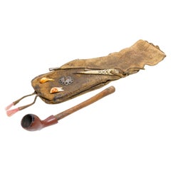 Antique Native American Pipe and Bag