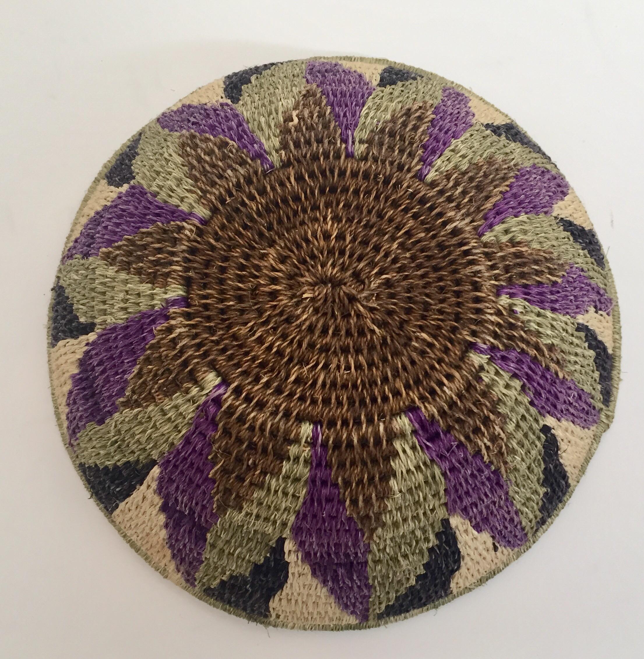 African Polychrome Seagrass and Silk Woven Basket 4