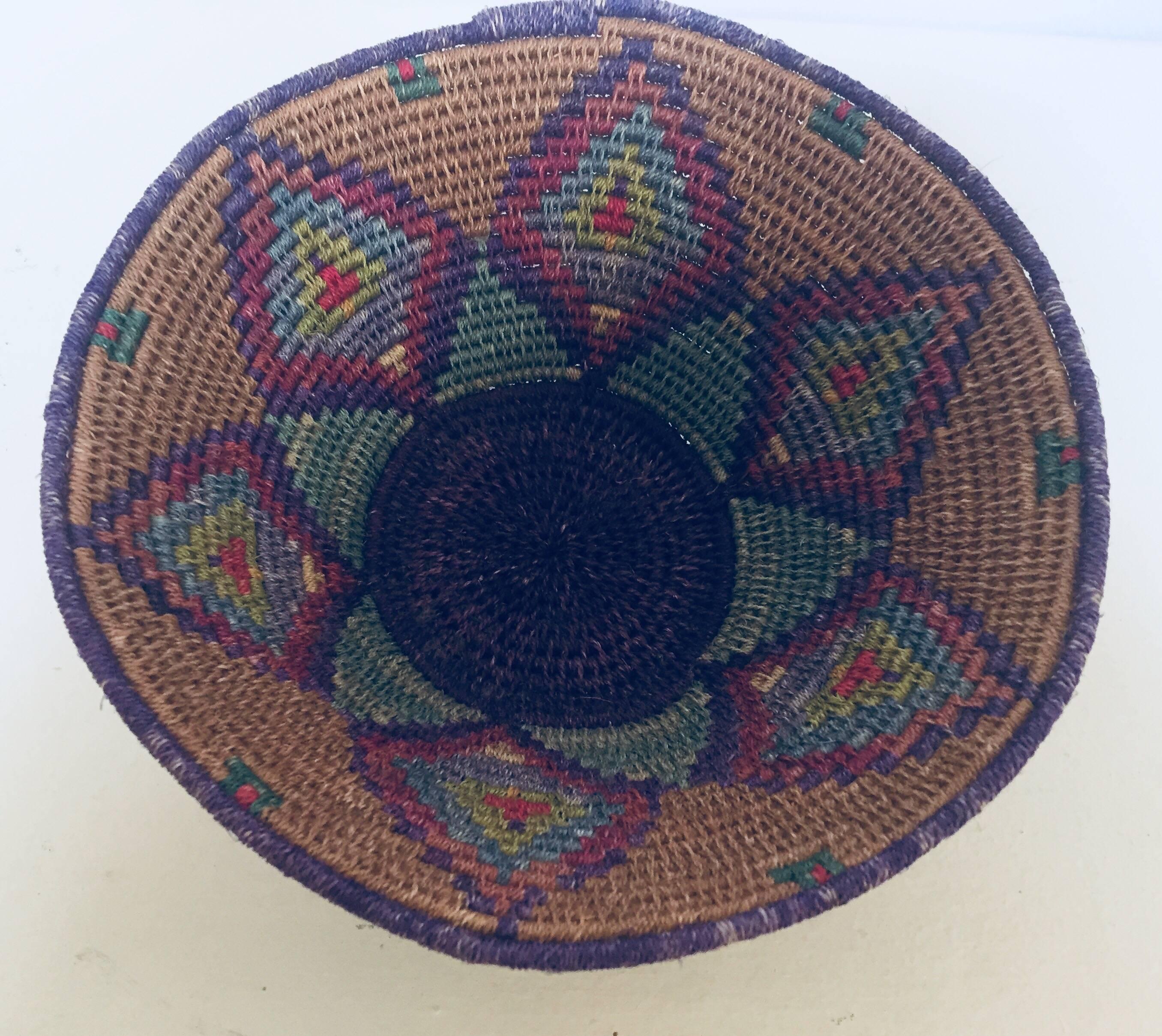 Native American Polychrome Seagrass and Silk Woven Basket 6