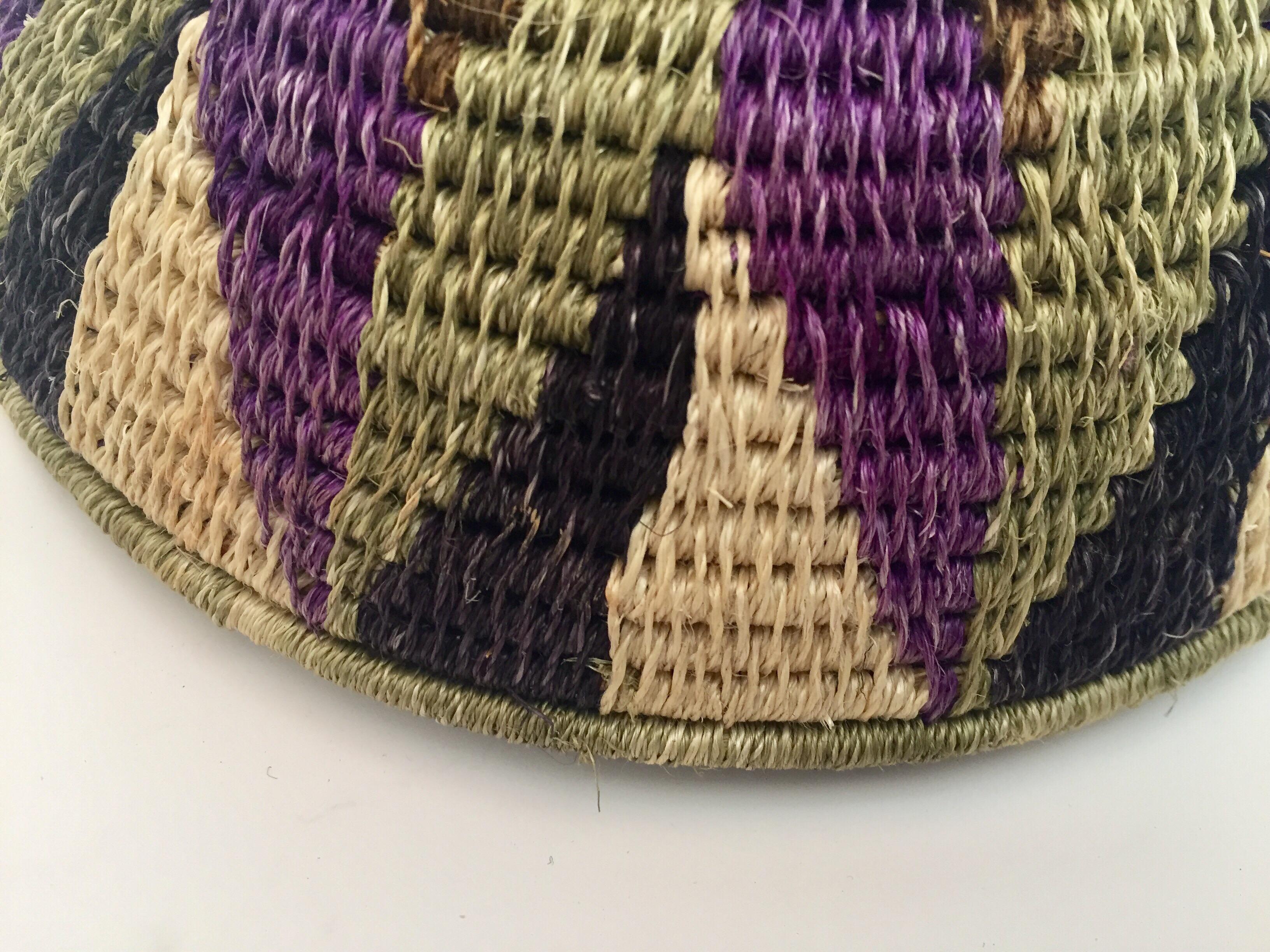 African Polychrome Seagrass and Silk Woven Basket 6