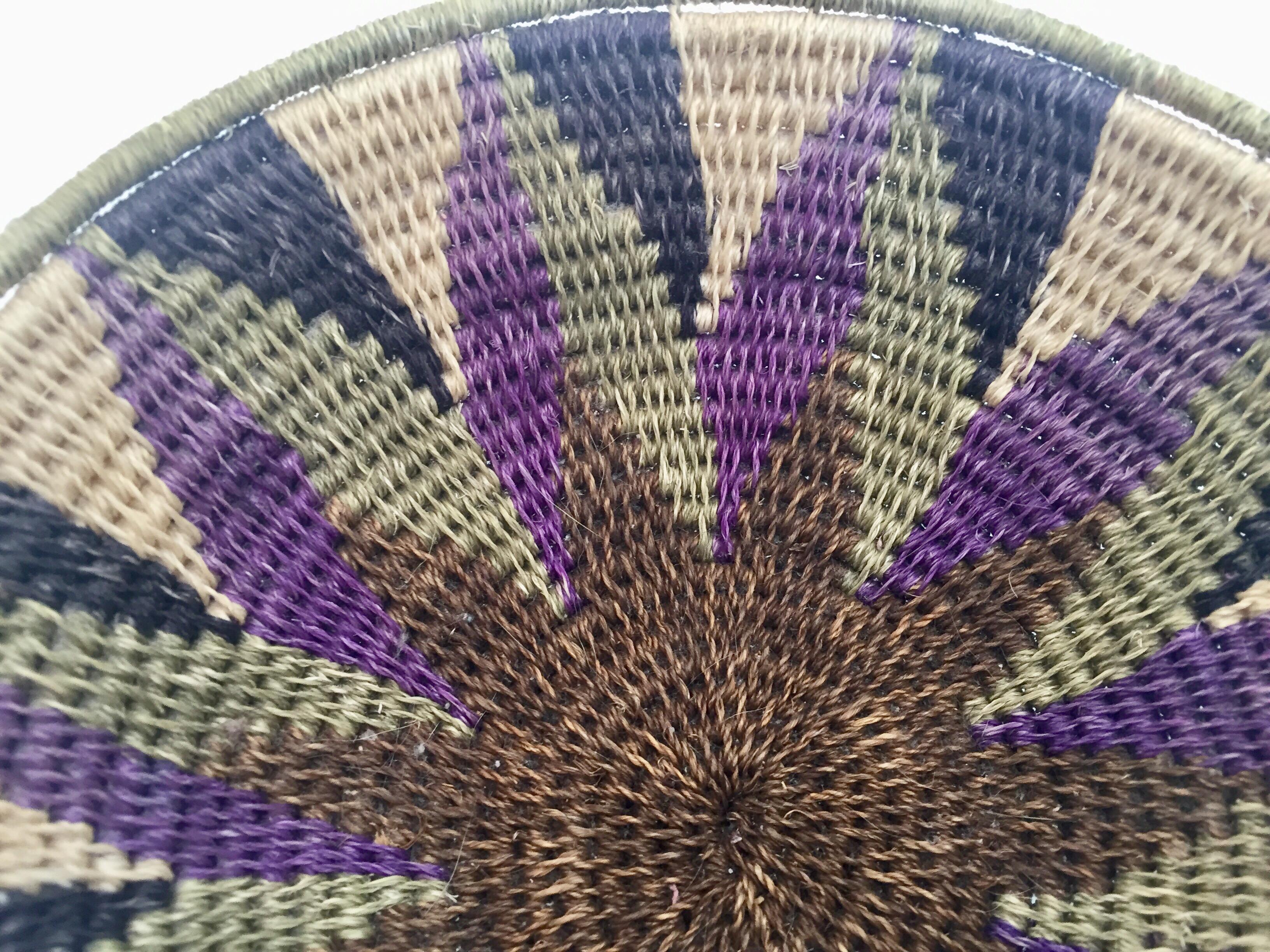 African Polychrome Seagrass and Silk Woven Basket 9