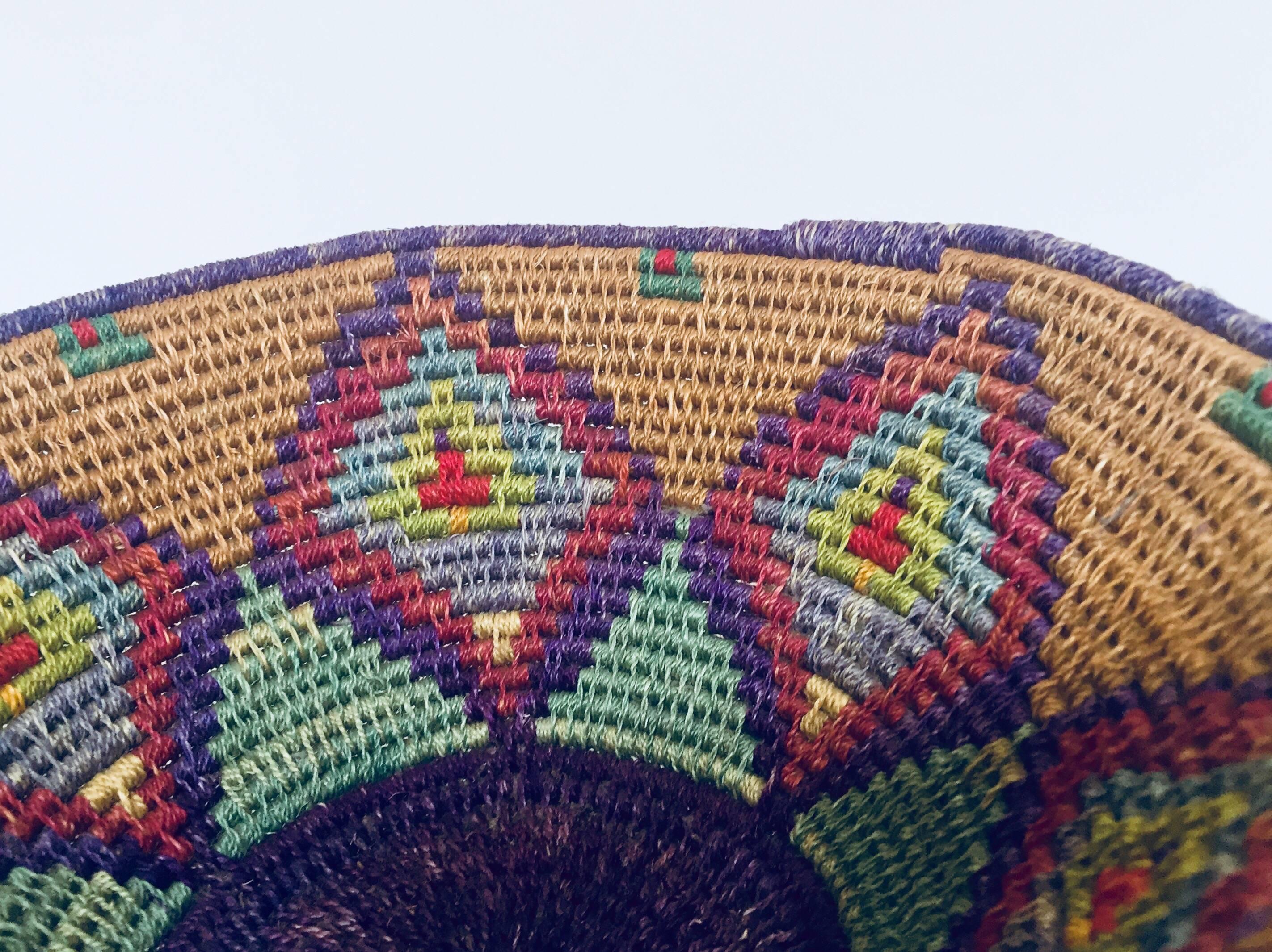 Native American Polychrome Seagrass and Silk Woven Basket 1