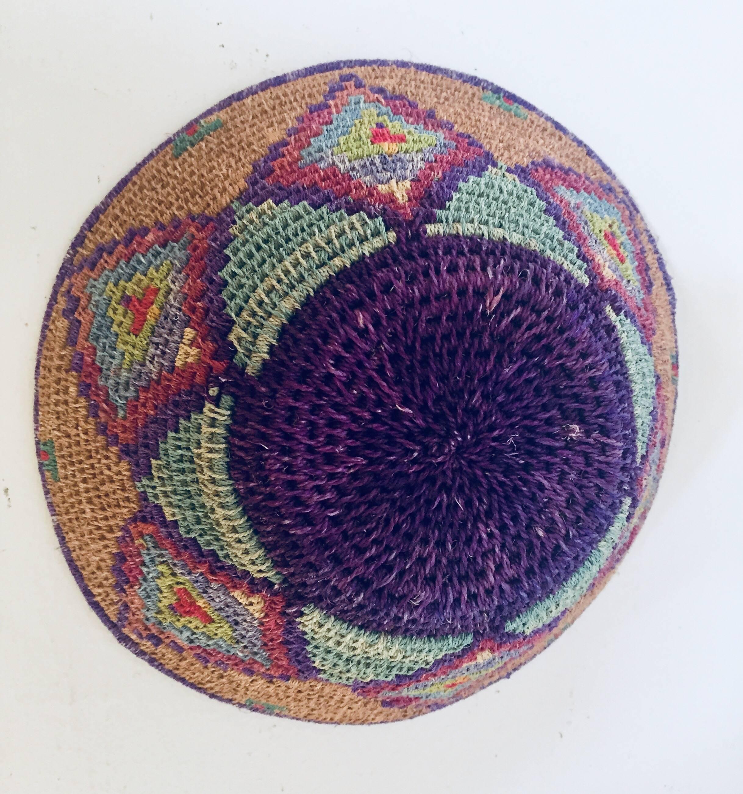 Native American Polychrome Seagrass and Silk Woven Basket 2