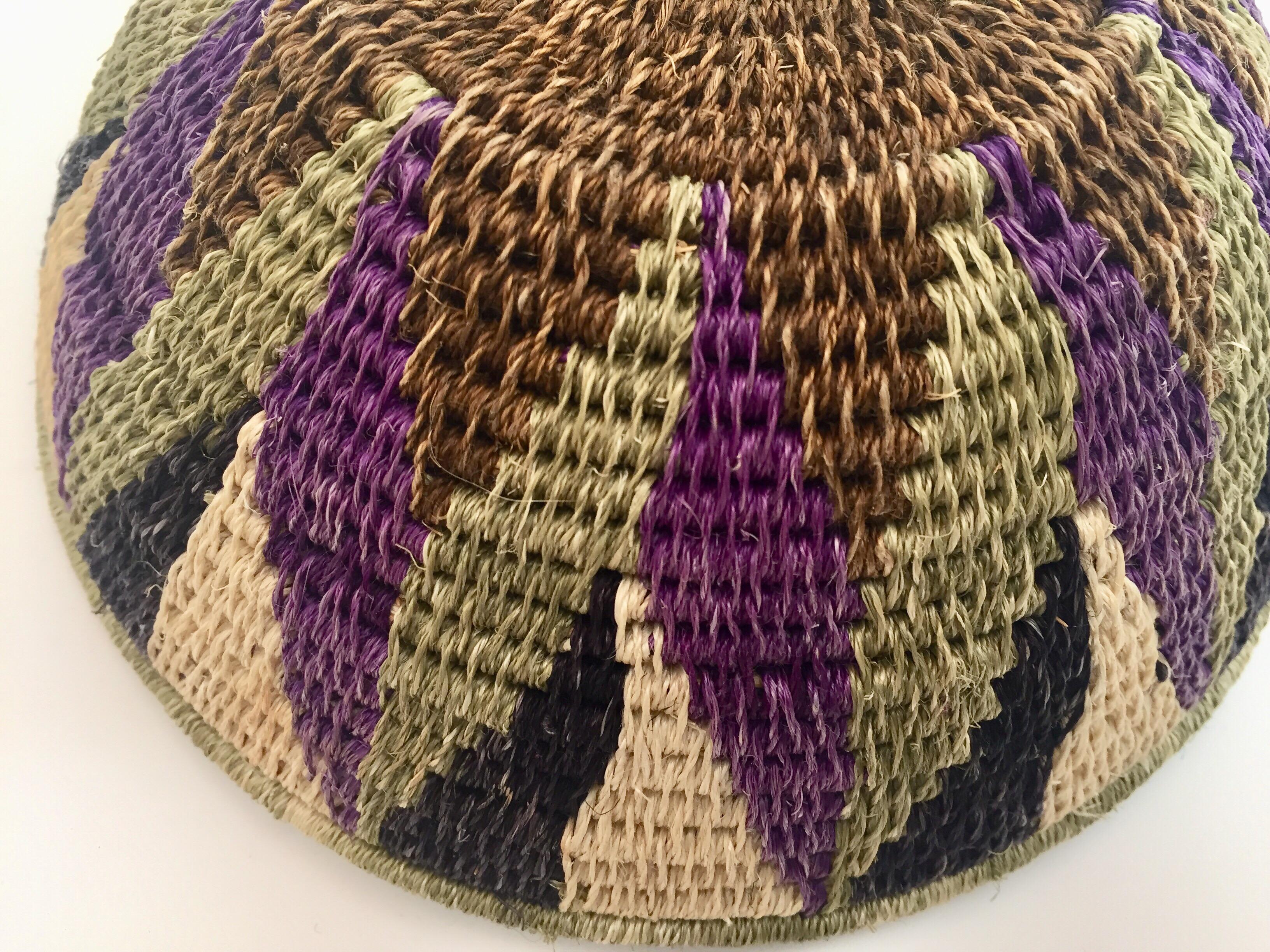 African Polychrome Seagrass and Silk Woven Basket 2