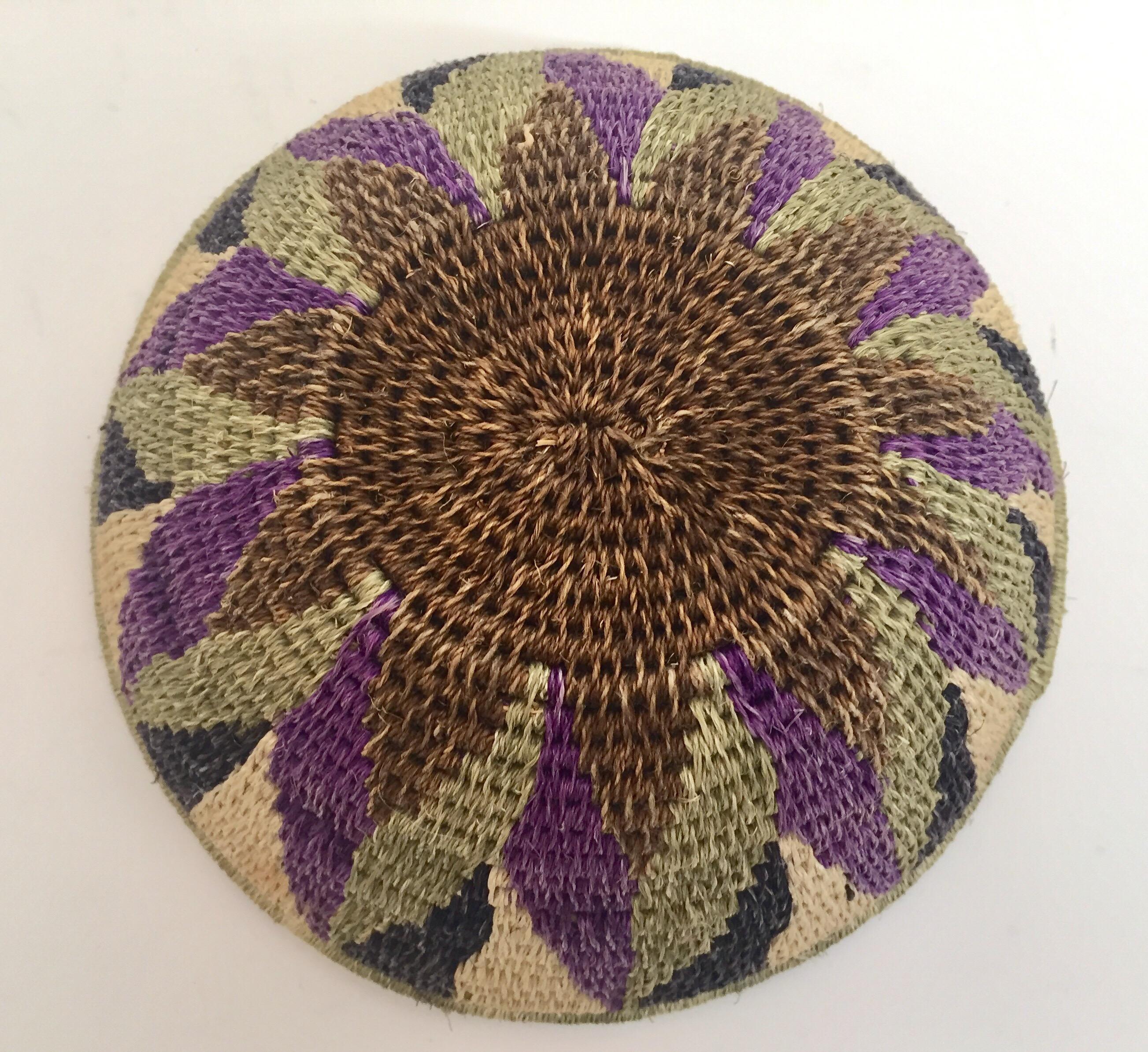 African Polychrome Seagrass and Silk Woven Basket 3