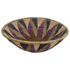 African Polychrome Seagrass and Silk Woven Basket