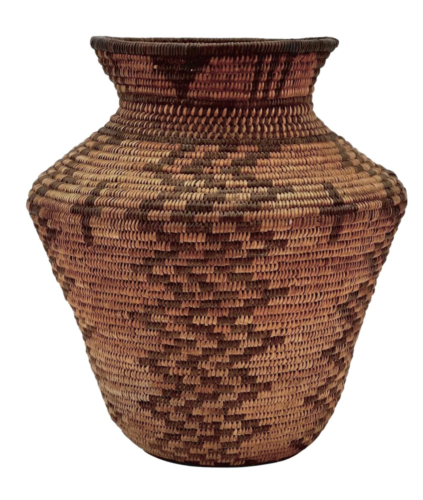 Native American Polychrome Woven Basket For Sale 2