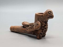 Native American Pottery Owl Effigy Pipe Inspired by Mississippian Culture
