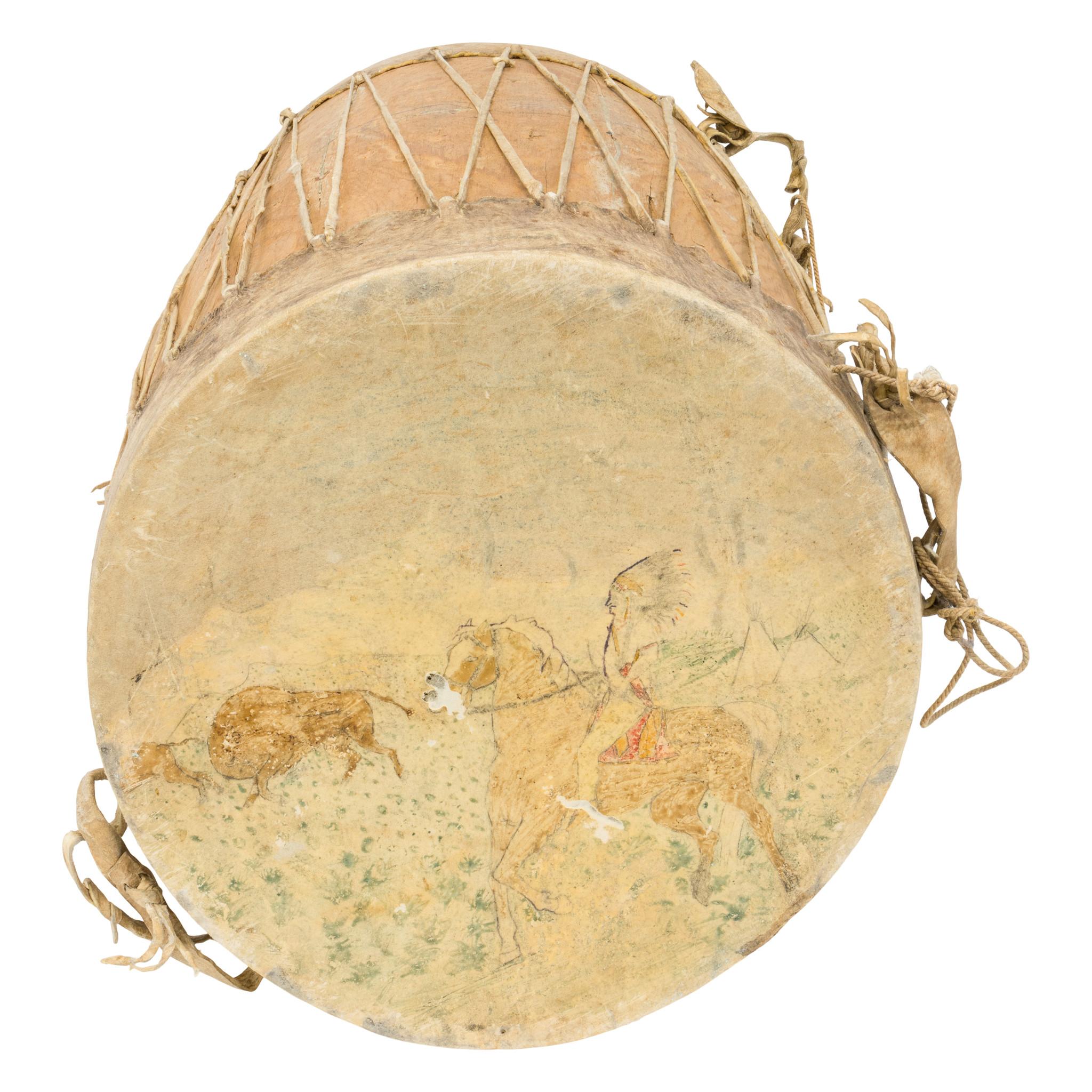 Native American Pueblo Pictorial Drum In Good Condition For Sale In Coeur d'Alene, ID
