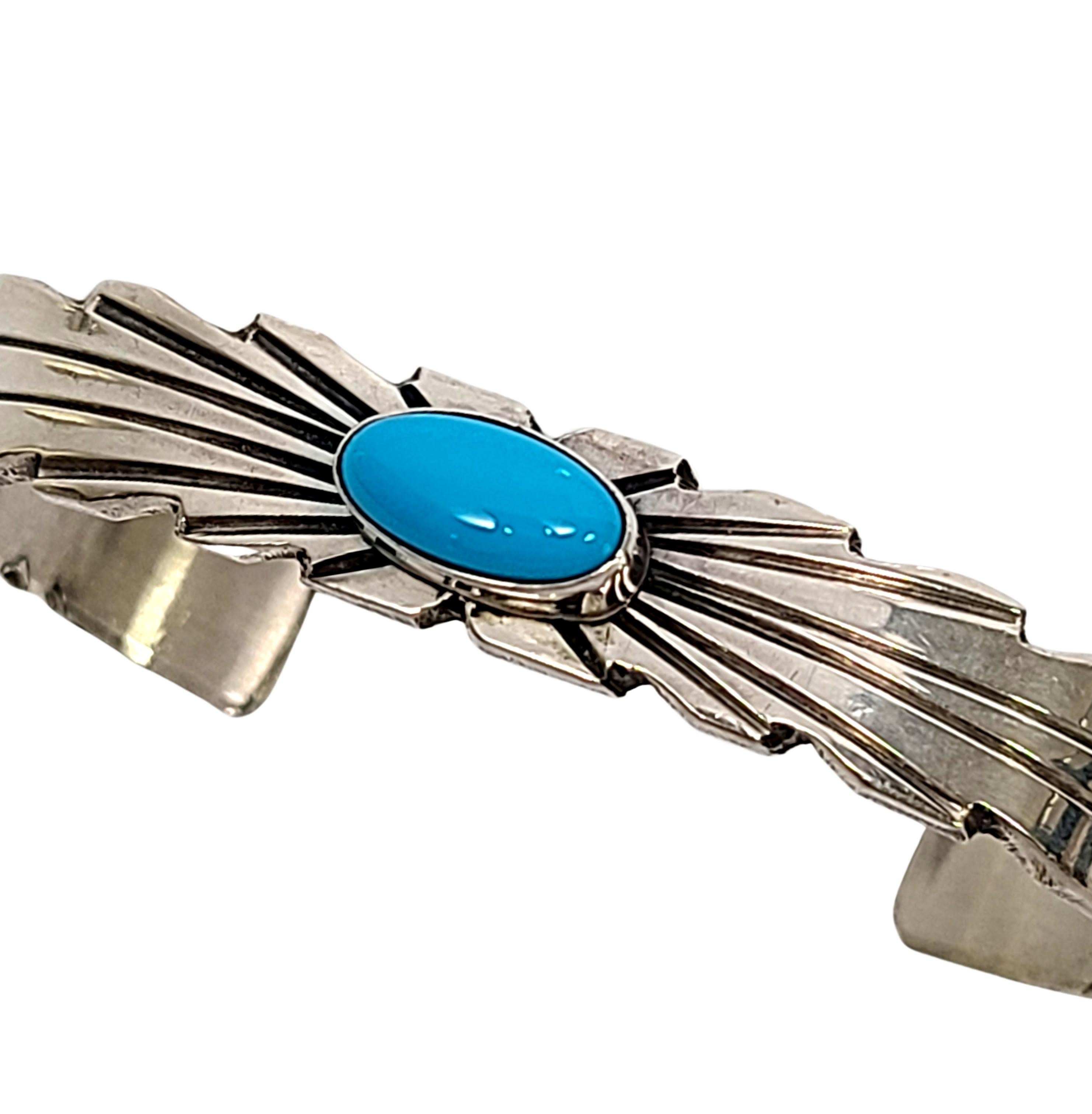 Women's Native American Ray Bennett Sterling Silver Turquoise Cuff Bracelet For Sale