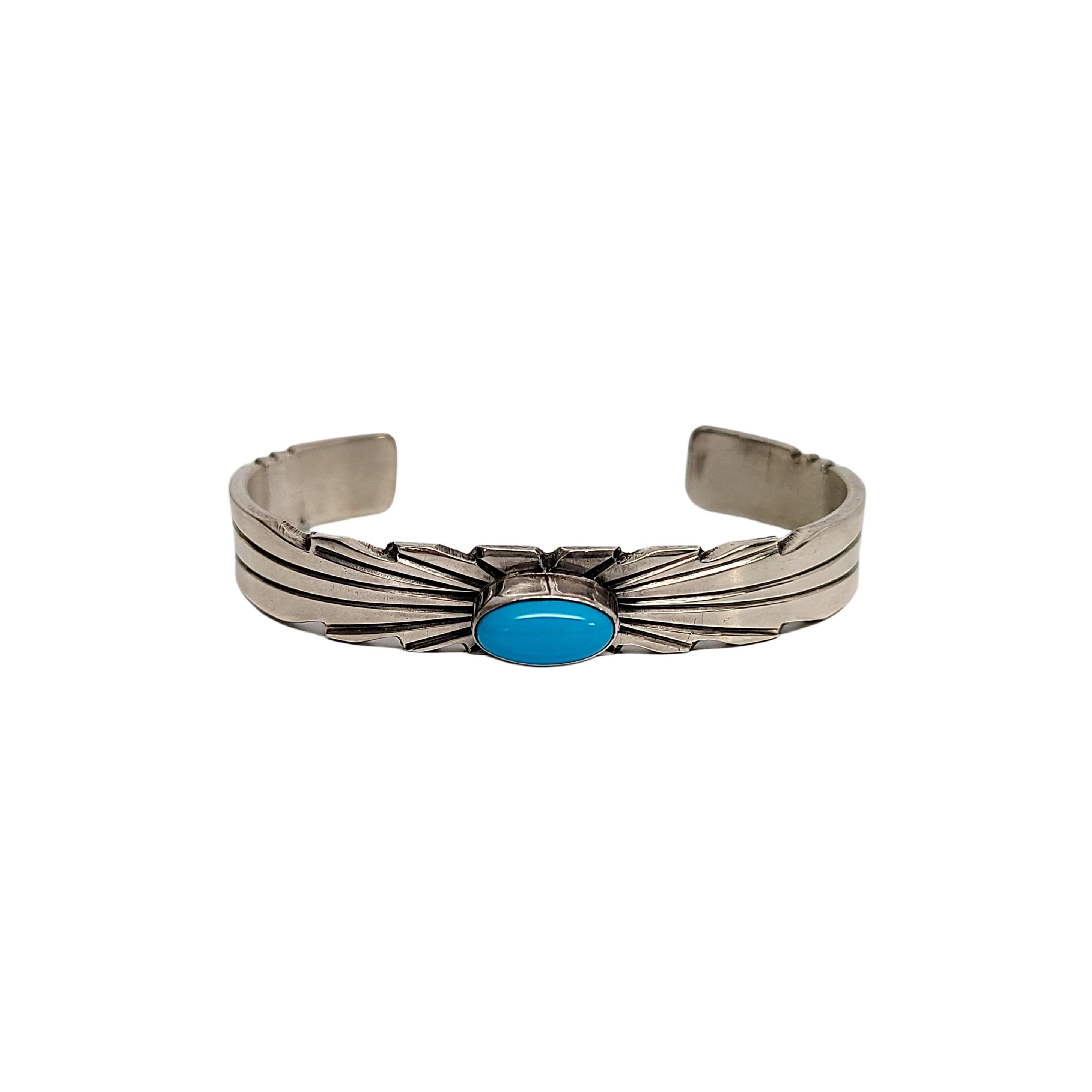 Native American Ray Bennett Türkis-Manschettenarmband aus Sterlingsilber