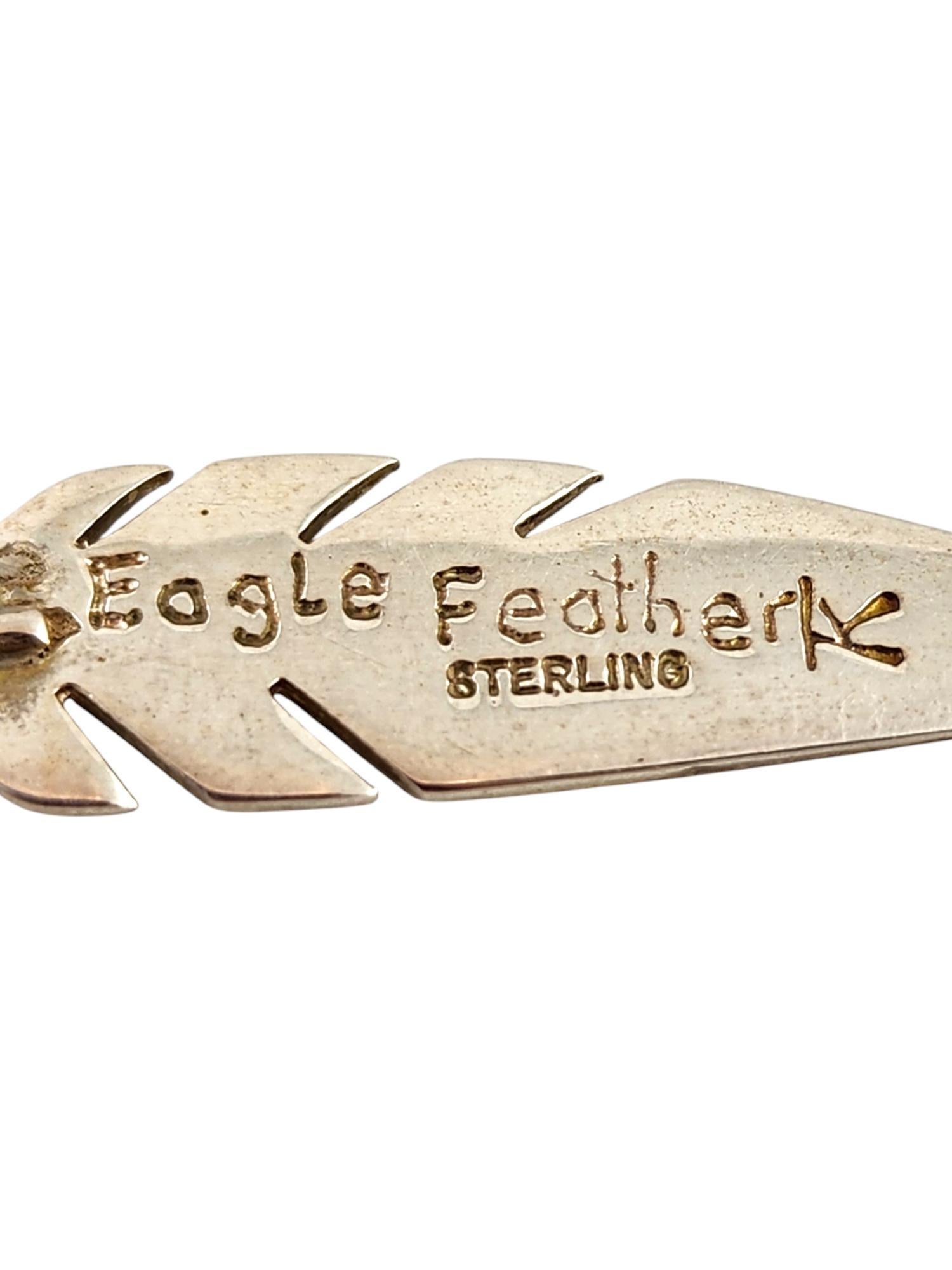Native American Ray Tracey Eagle Feather Sterling Silver Earrings #20064 1