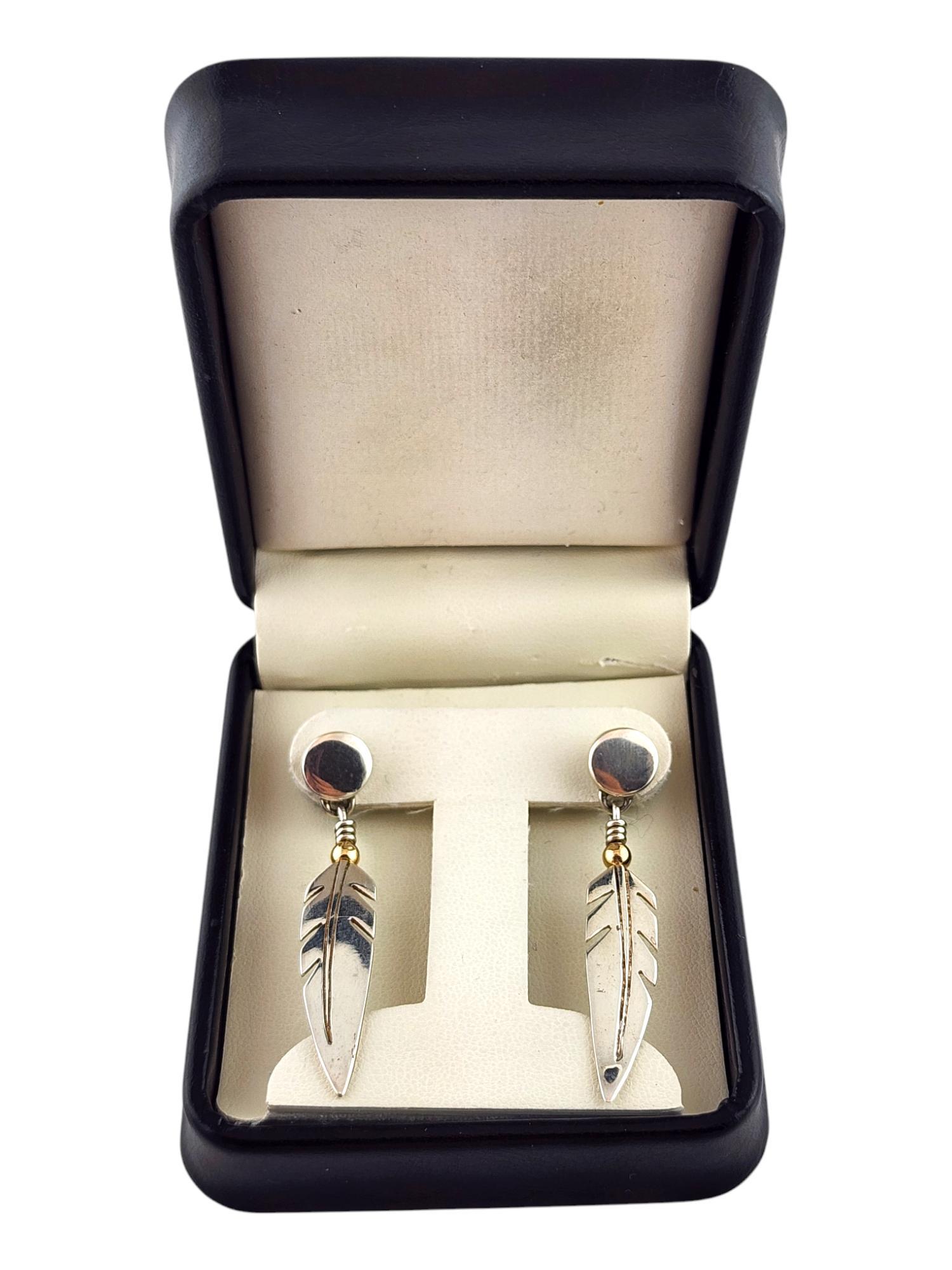Native American Ray Tracey Eagle Feather Sterling Silver Earrings #20064 2