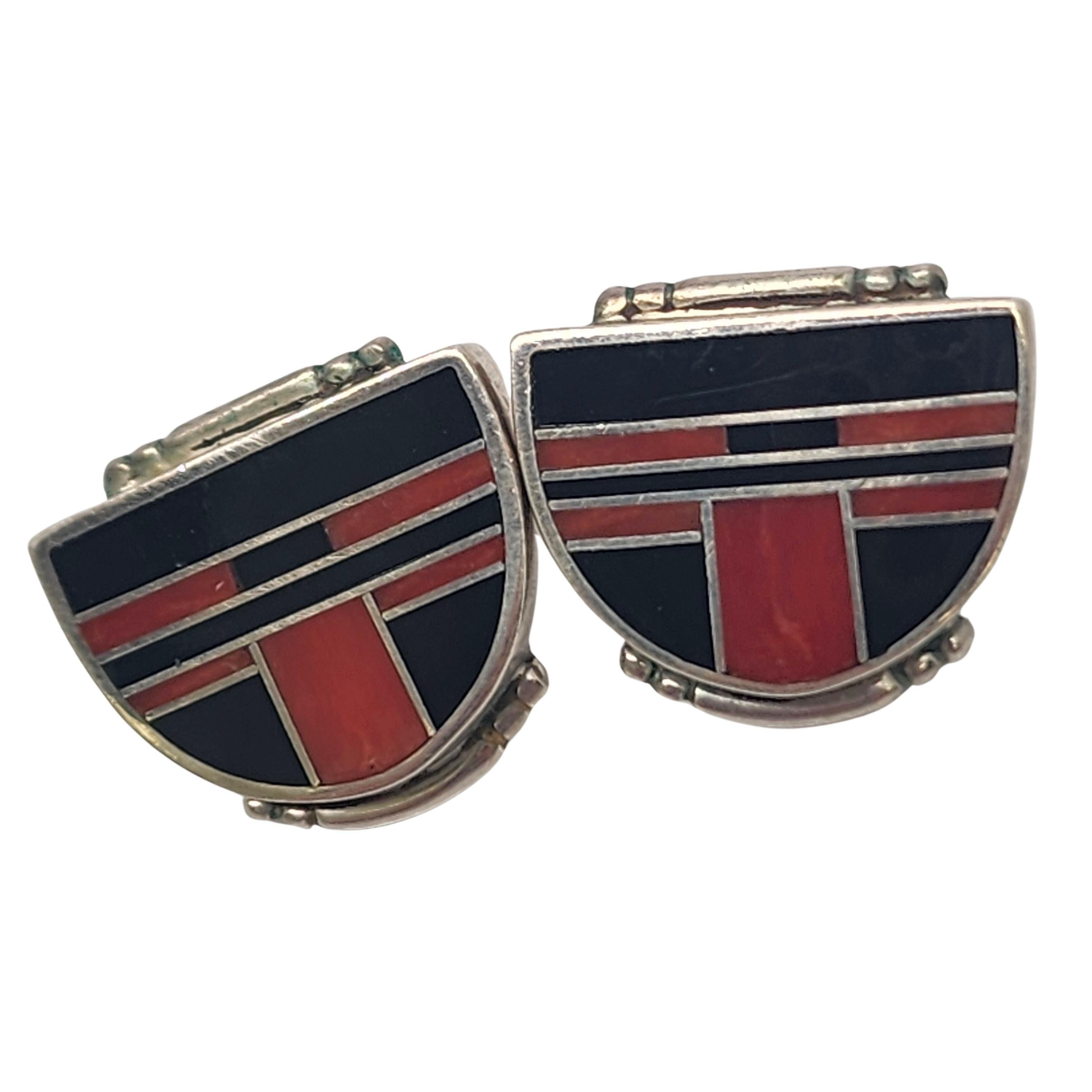 Women's Native American Ray Tracey Knifewing Sterling Silver Inlay Earrings #18608 For Sale