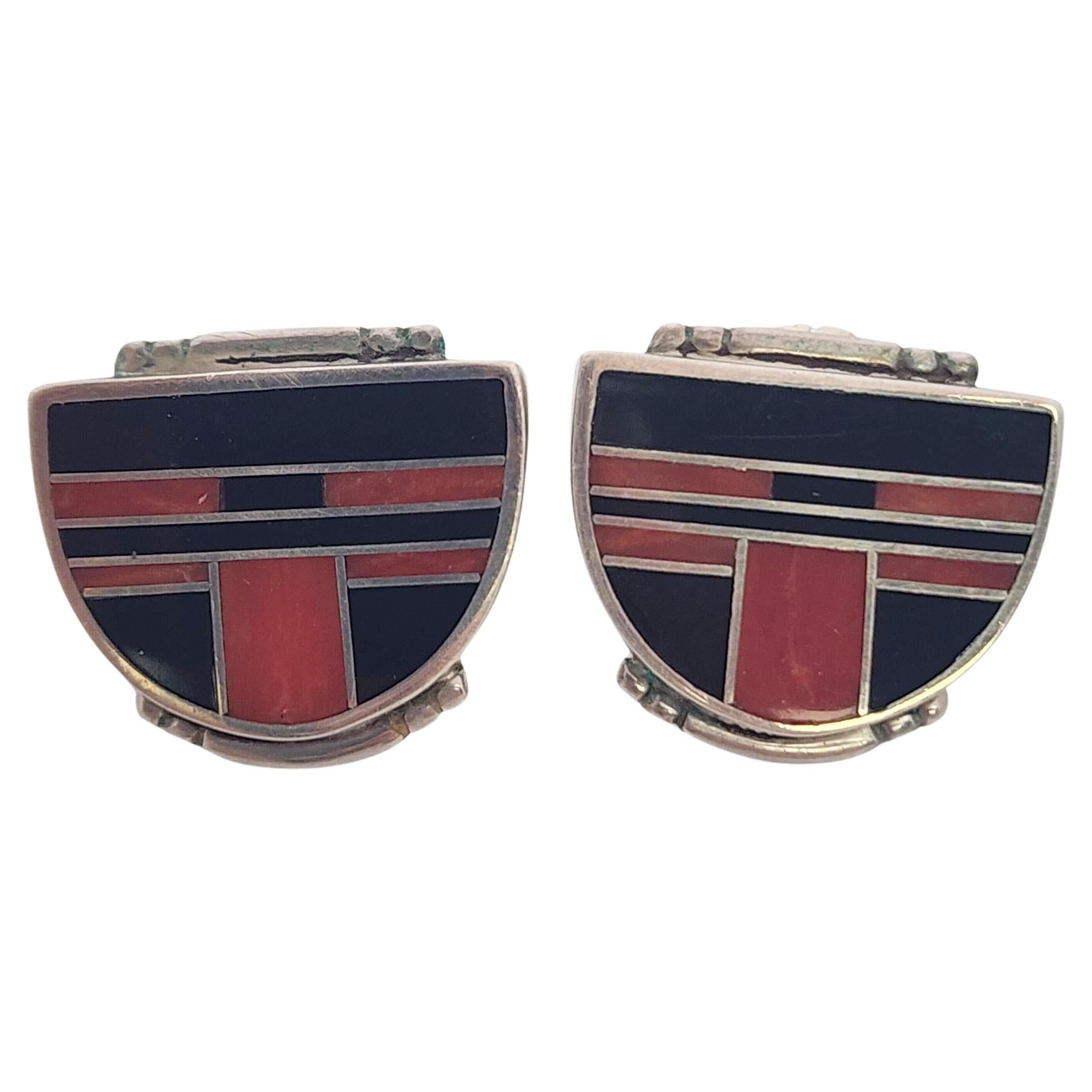 Pendientes nativos americanos Ray Tracey Knifewing de plata de ley con incrustaciones #18608