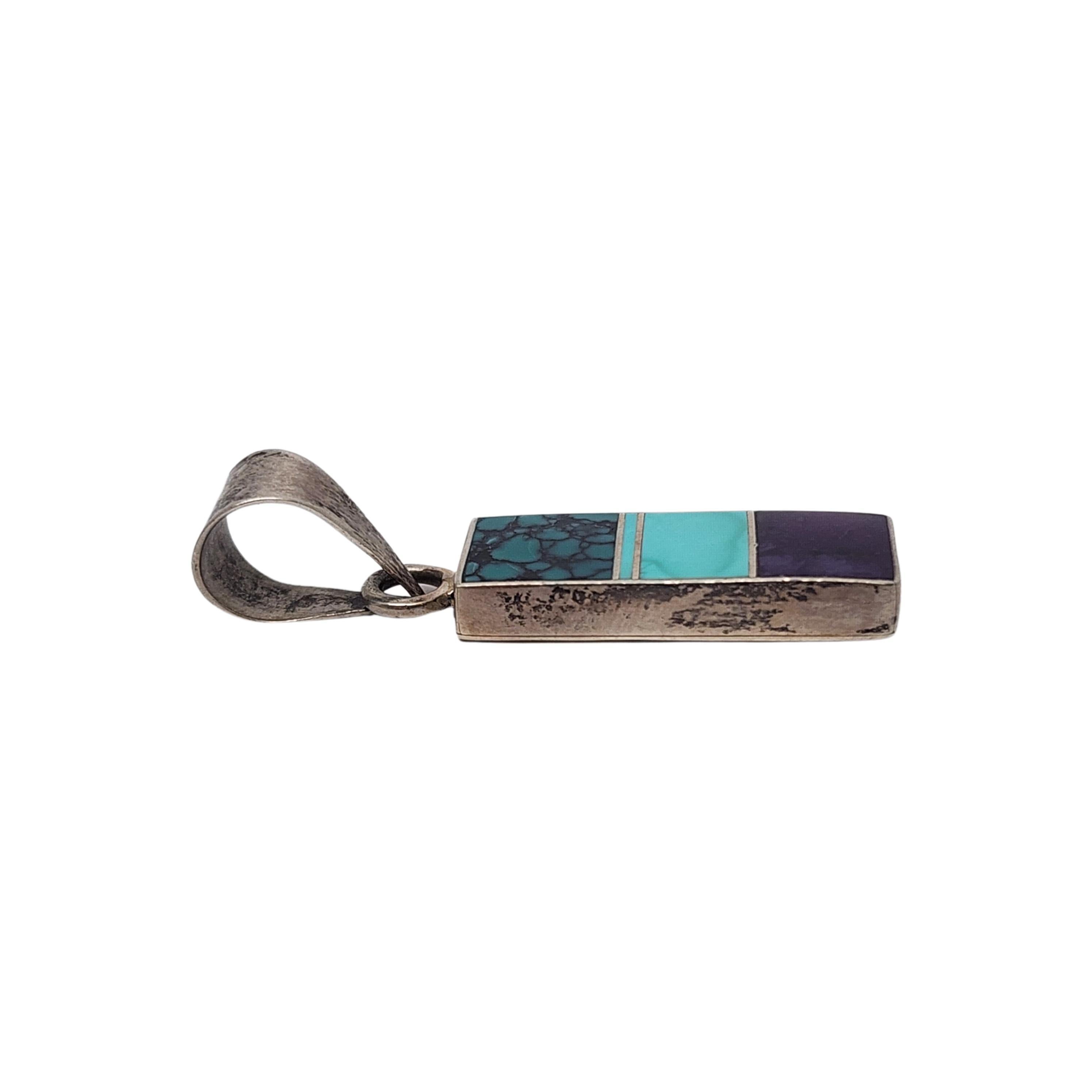 Nativo americano Ciondolo con intarsio in argento dei nativi americani Ray Tracey Knifewing #18610 in vendita