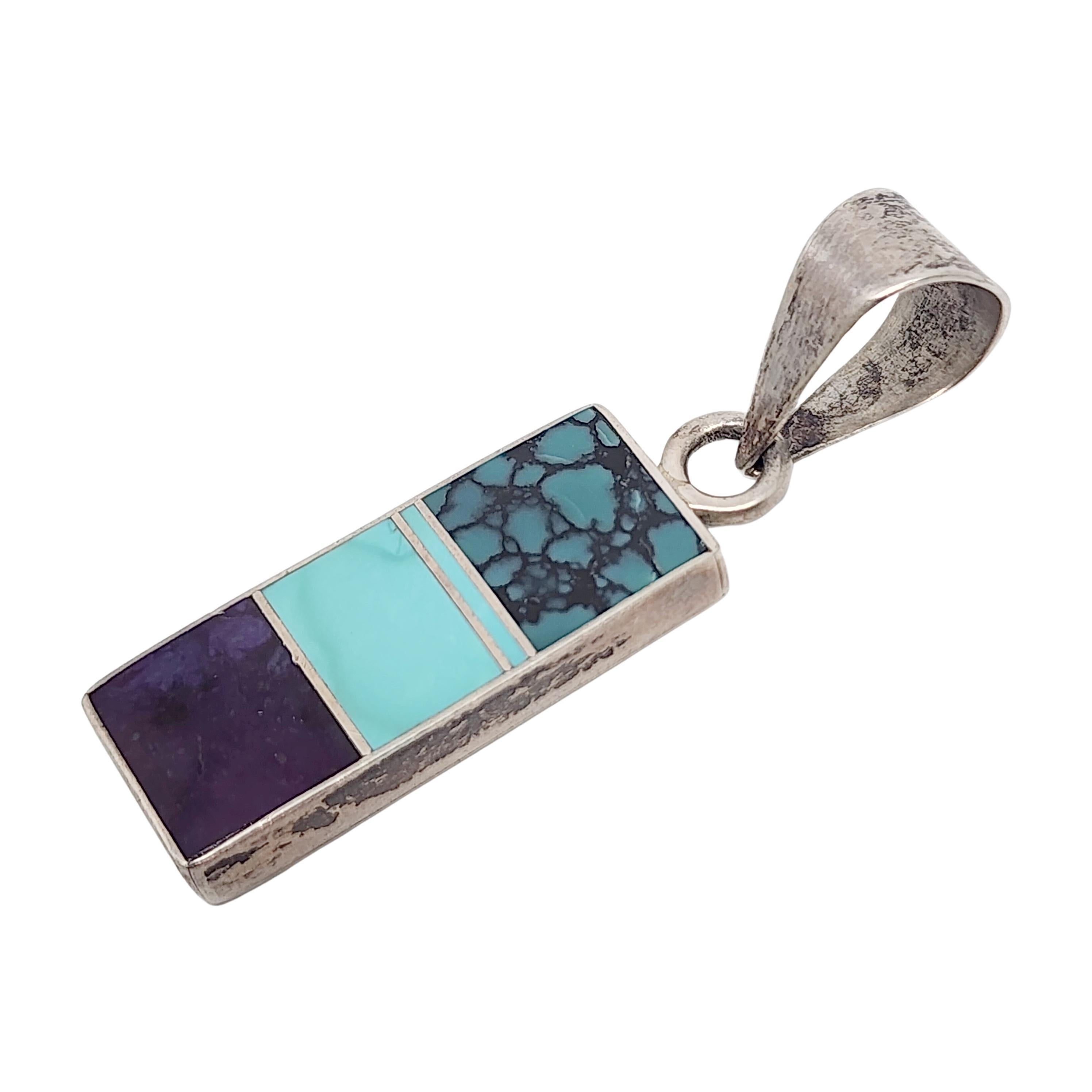 Cabochon Ciondolo con intarsio in argento dei nativi americani Ray Tracey Knifewing #18610 in vendita