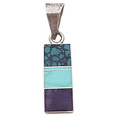 Native American Ray Tracey Knifewing Sterling Silver Inlay Pendant #18610